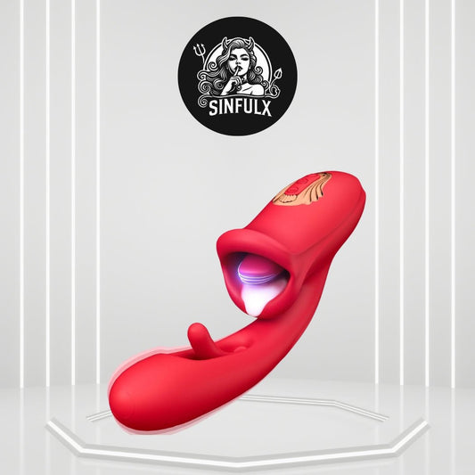 Dual - Stimulation Clitoral and G - Spot Vibrator Dildo - SinfulX
