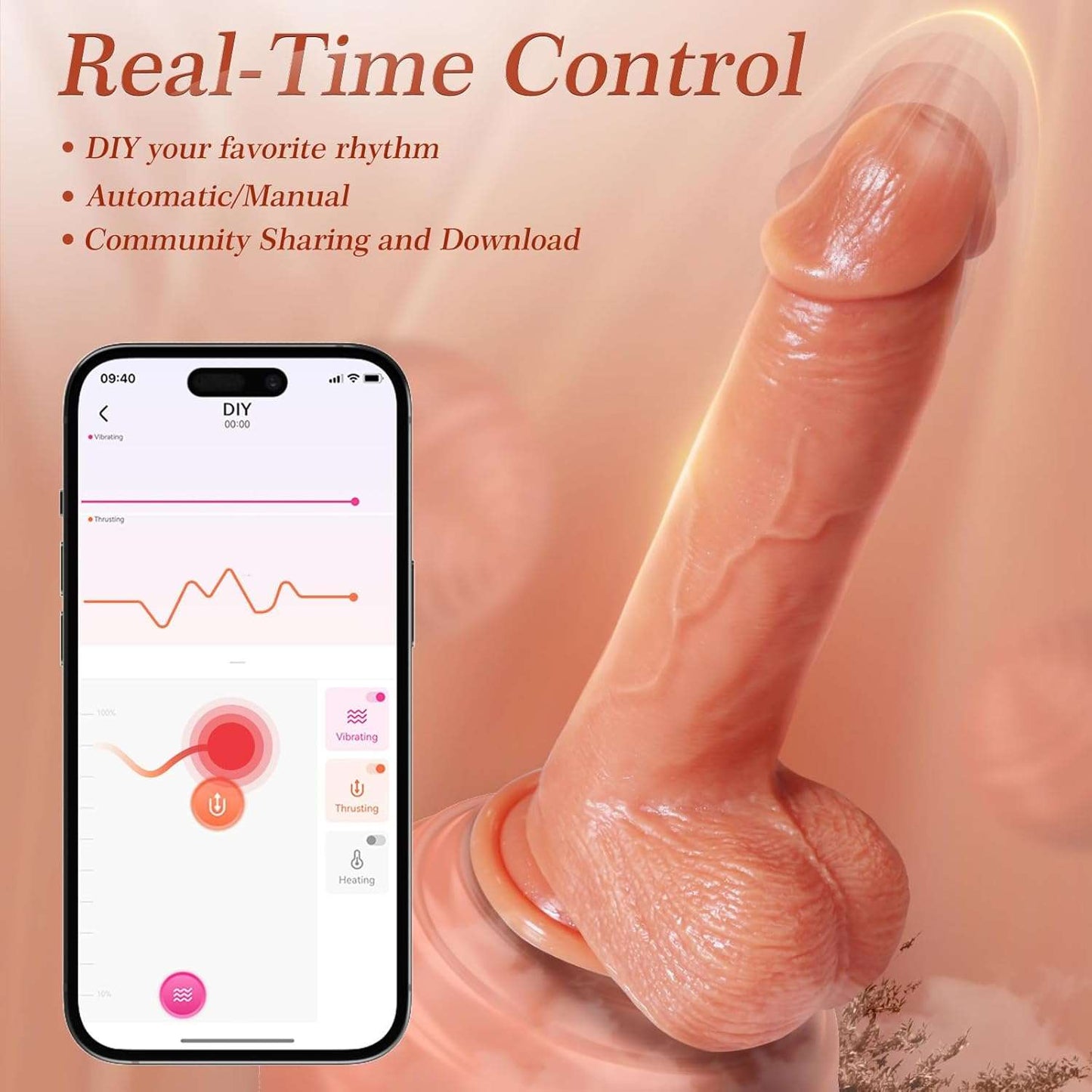 Remote Control Thrusting Dildo Vibrator - SinfulX