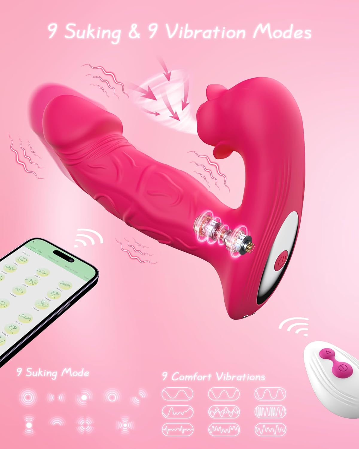 Remote Control Rose Clit Stimulation Dildo - SinfulX
