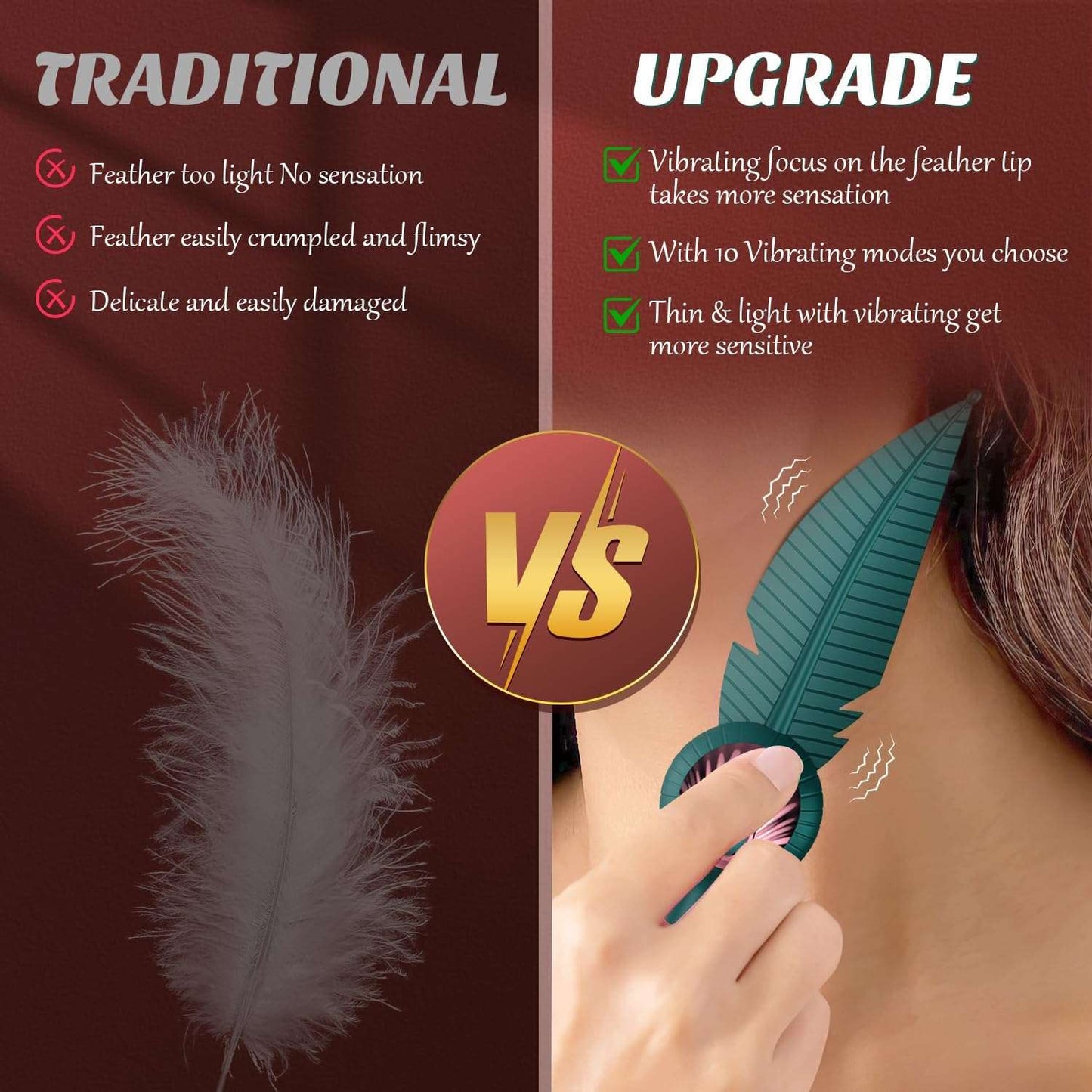 LuxeWhisper BDSM Foreplay Feather Vibrator - SinfulX