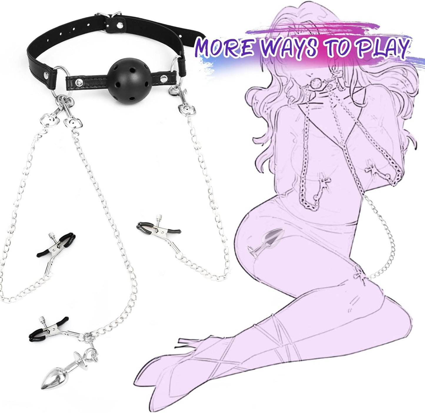 NobleBond BDSM Nipple Clamps Gag Set - SinfulX