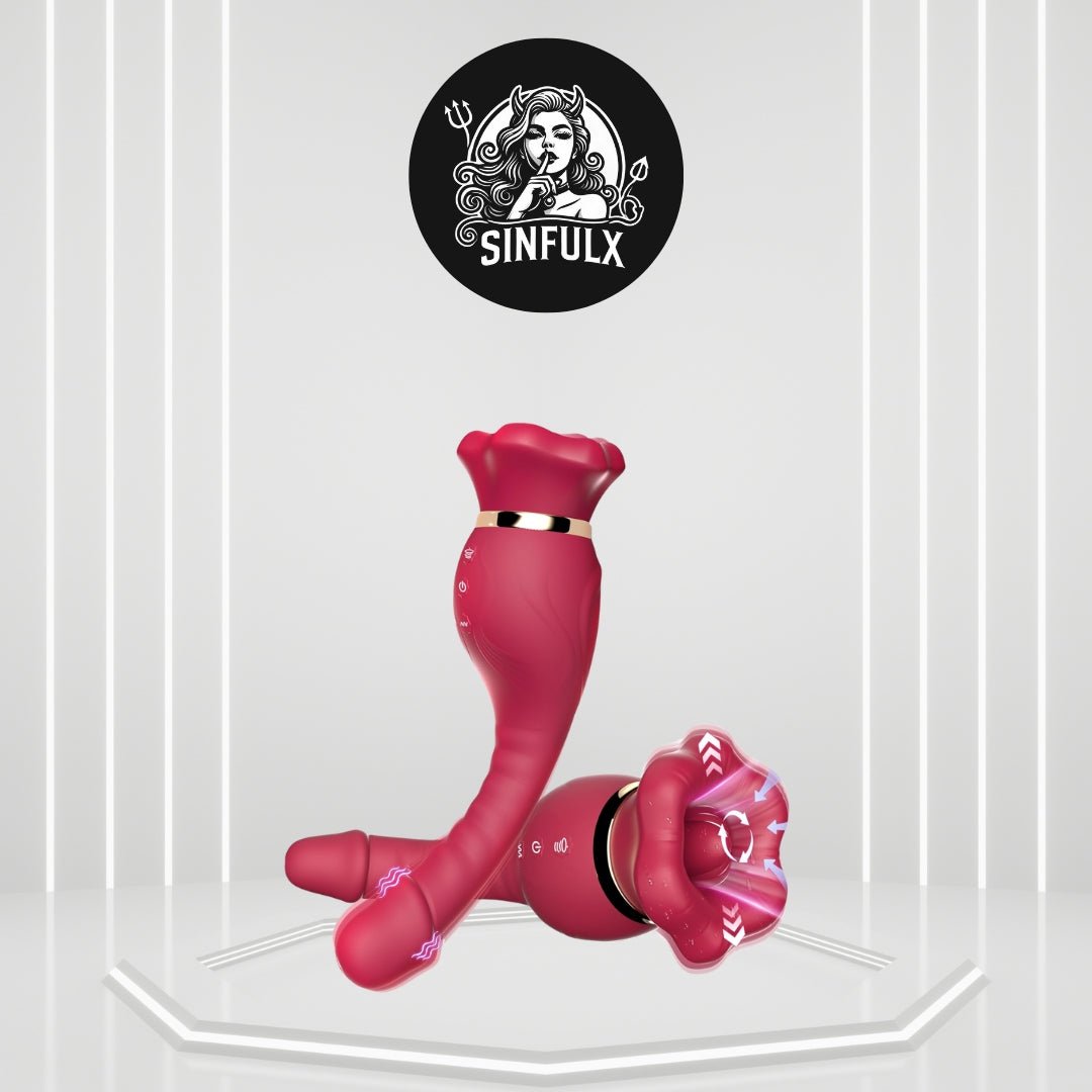 PetalPulse Rose Clitoral Sucking Dildo - SinfulX