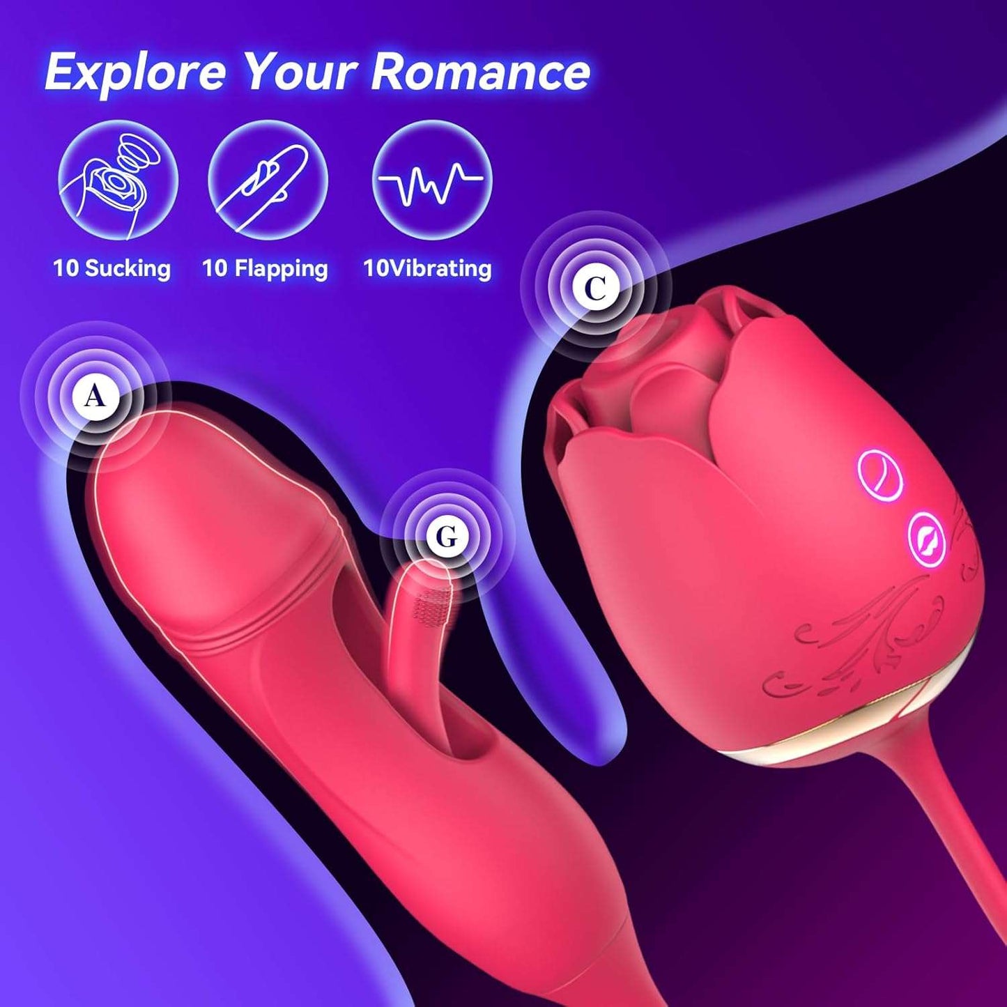 PleasurePulse Rose Sucking Vibrator G - Spot Dildo - SinfulX