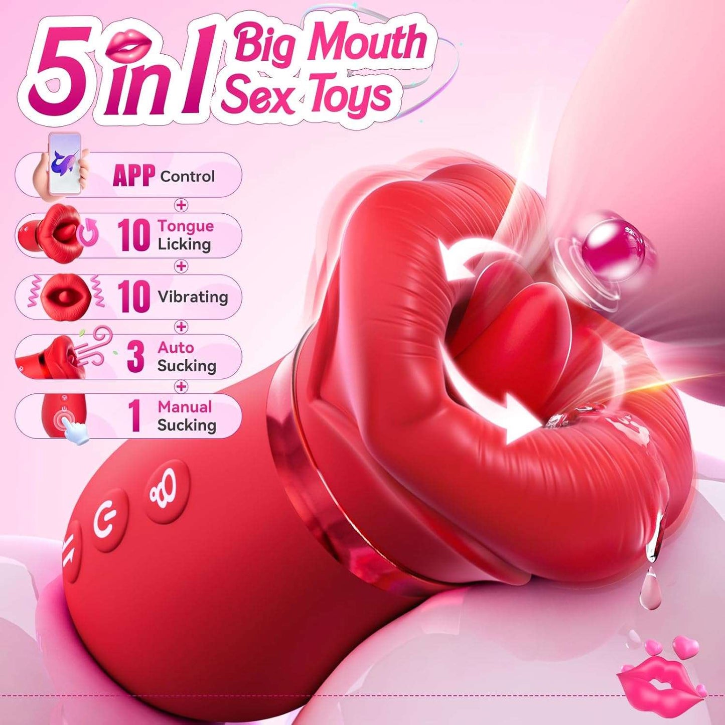 RoseLick App Control Rotating Tongue Clit Stimulator - SinfulX