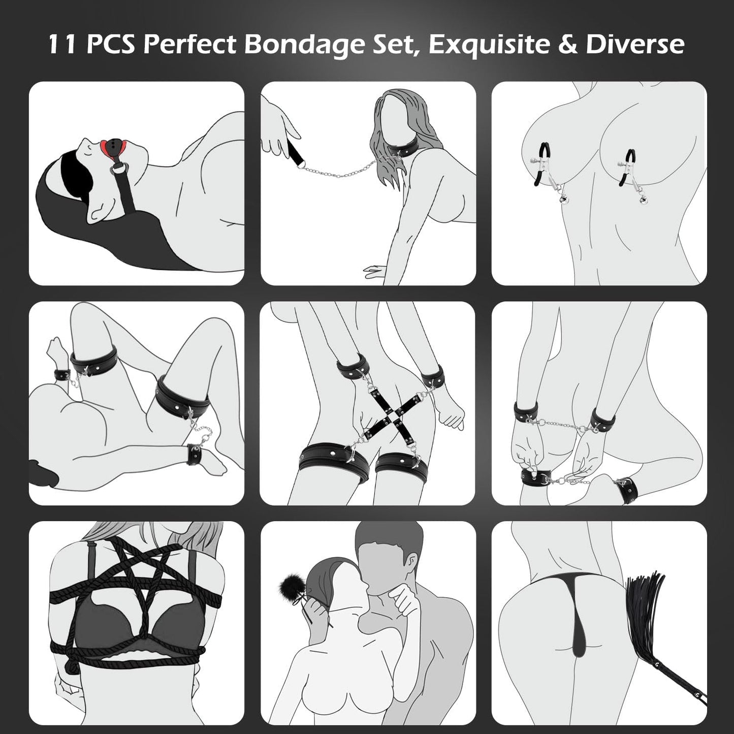 TemptationTrove Elite Couples BDSM Bondage Restraints Kit - SinfulX