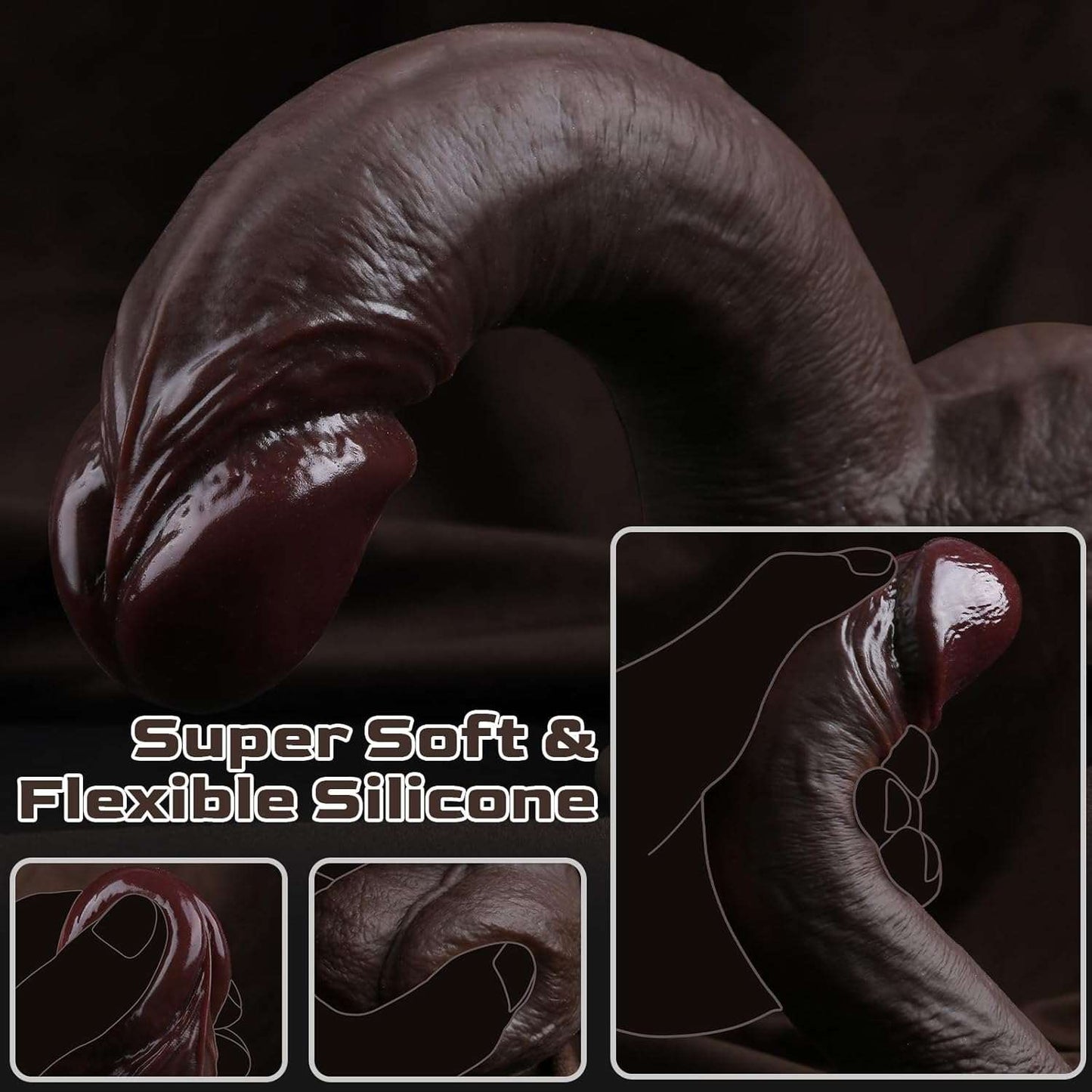ThickForce Ebony Silicone Dildo - SinfulX