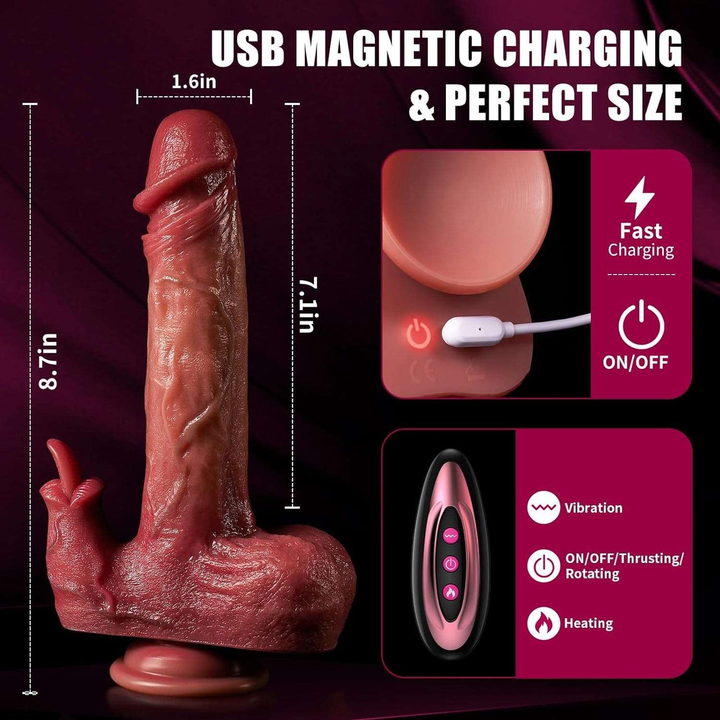 ThrustLick Dual Stimulation Thrusting Dildo - SinfulX