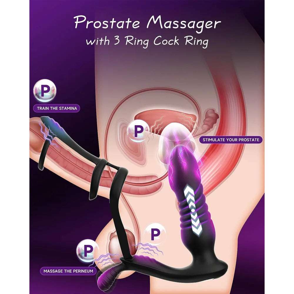 TripleArc Remote Control Dildo Vibrator Penis Sleeve - SinfulXProstate Massager Penis Ring