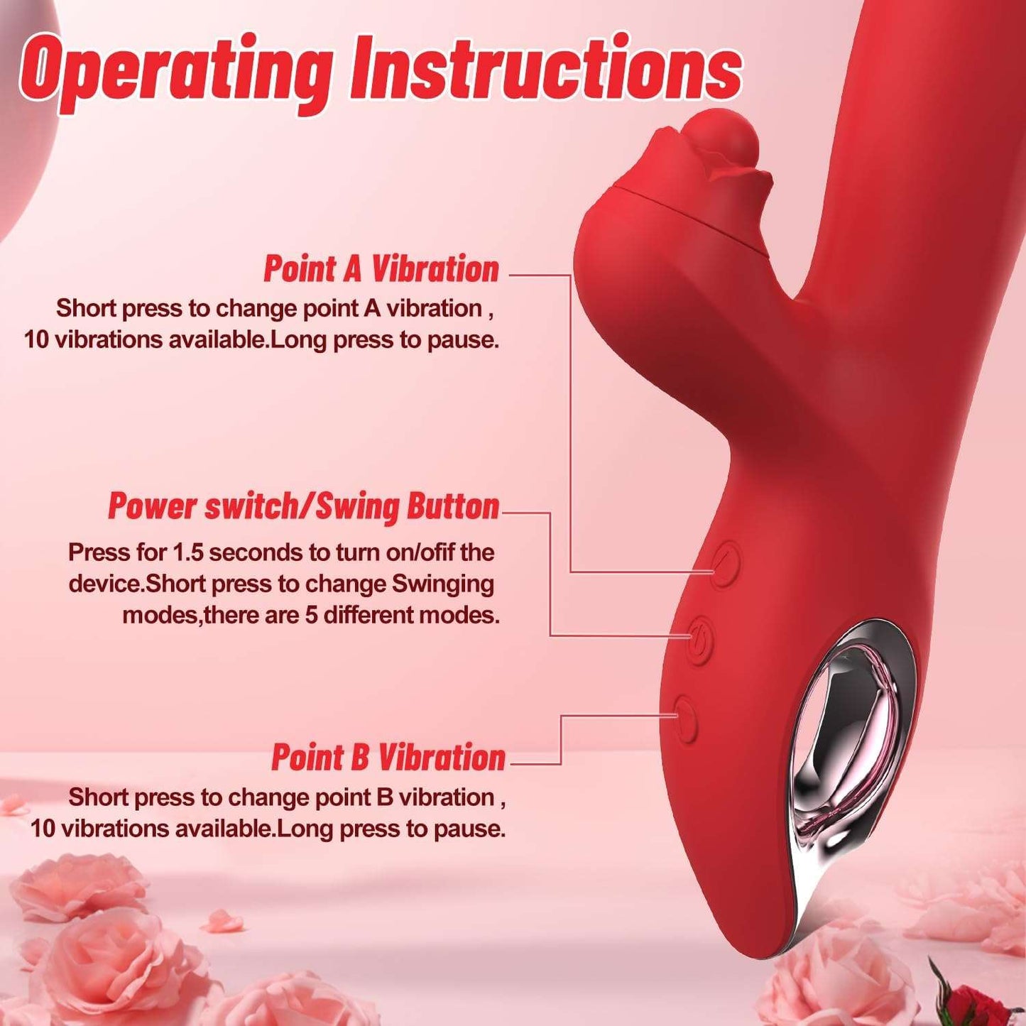 VeloStim Rose Clit Massager & G - Spot Vibrator Dildo - SinfulX