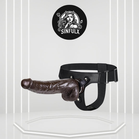 WideReach Thick Ebony Dildo Strap - On - SinfulX