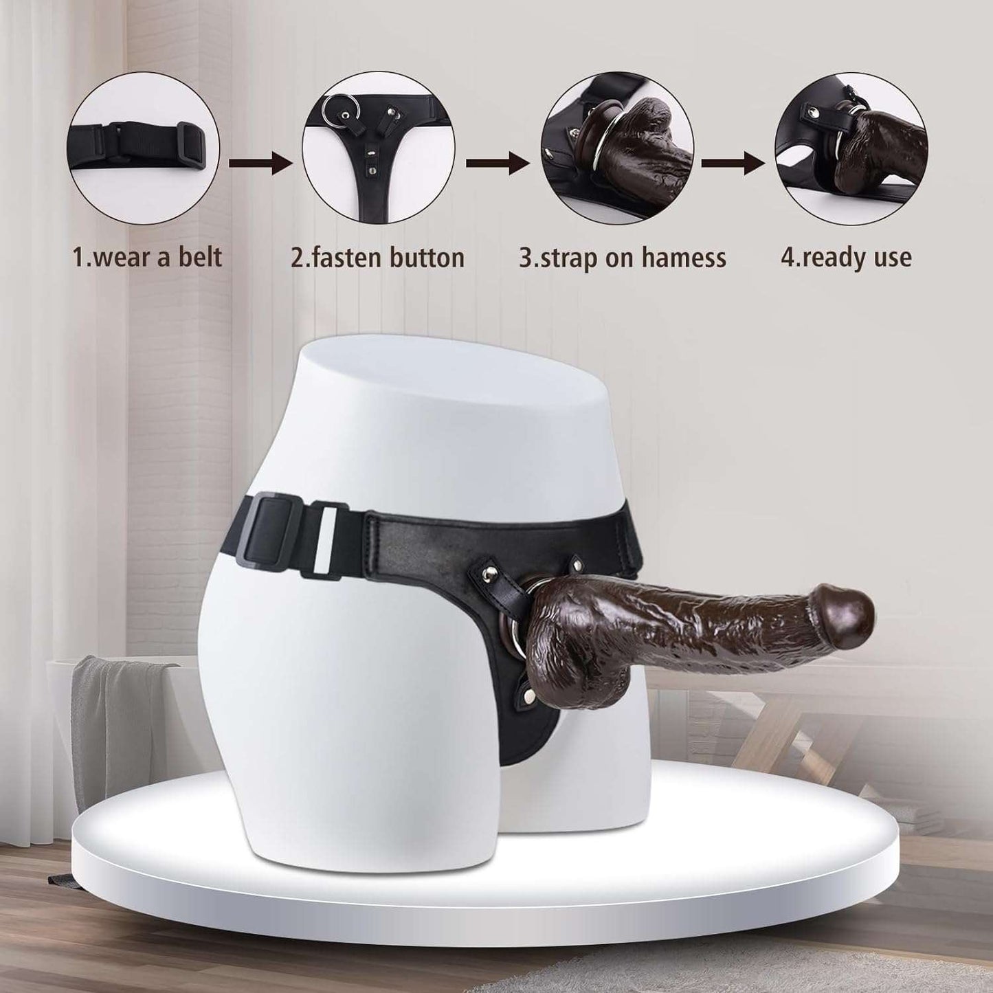 WideReach Thick Ebony Dildo Strap - On - SinfulX