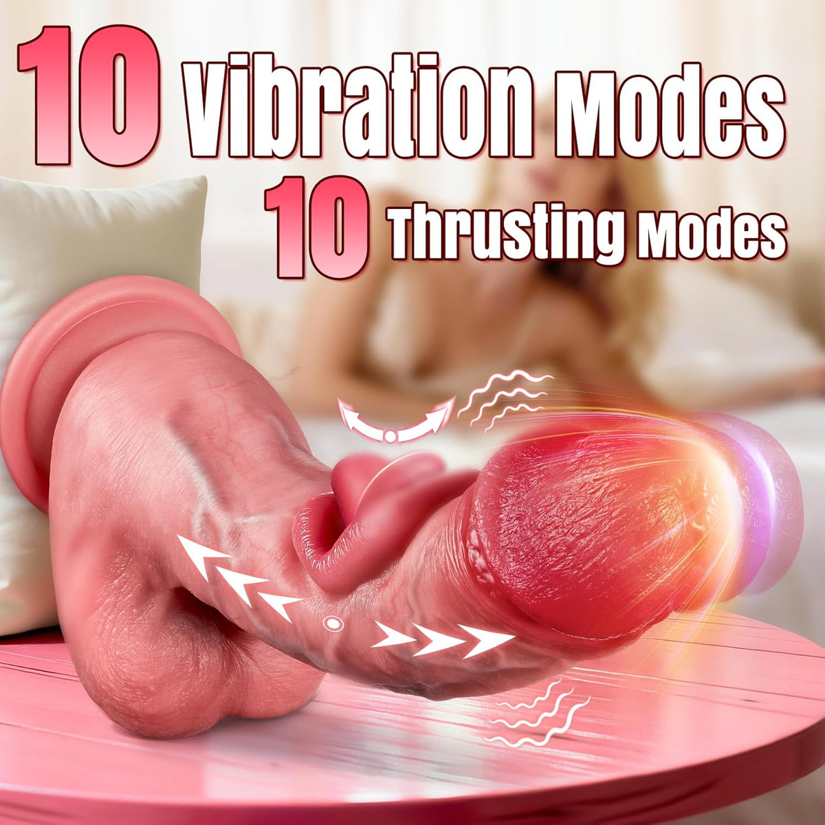 Thrusting Dildo Sex Toys Licking Vibrator - AI Sync Realistic Dildos with 10 Occlusal & 10 Thrusting Vibration for Anal Clitoral G - Spot, Soft Silicone Dildo Penis Adult Sex Toy for Men Women Couple - SinfulX -