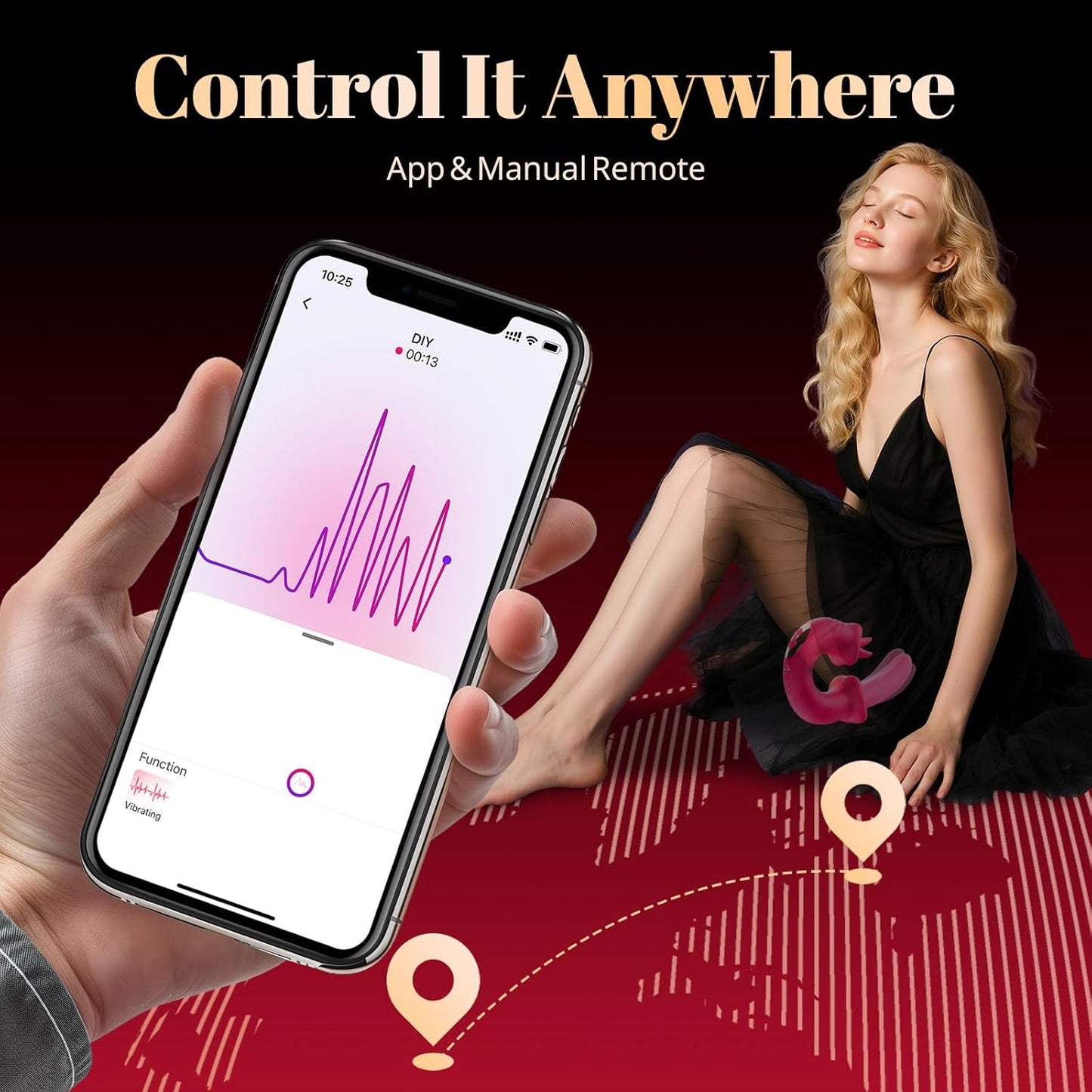 LunexaSync App Tongue Vibrator 20 Modes G - Spot Clit Toy - SinfulX - Personal Care > Sexual Wellness > Tongue Vibrator