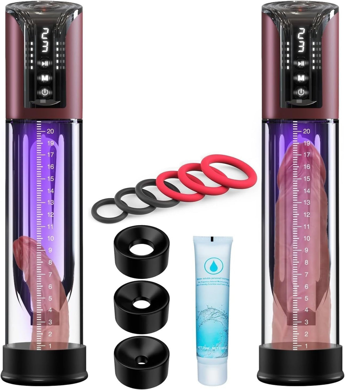 Electric Penis Pump Male Sex Toys Vacuum Pump with 4 Suction Intensities Automatic Penis Extender and 6 Rings, Adult Toys for Men Dick Enlarger Erection (Black) - SinfulX -