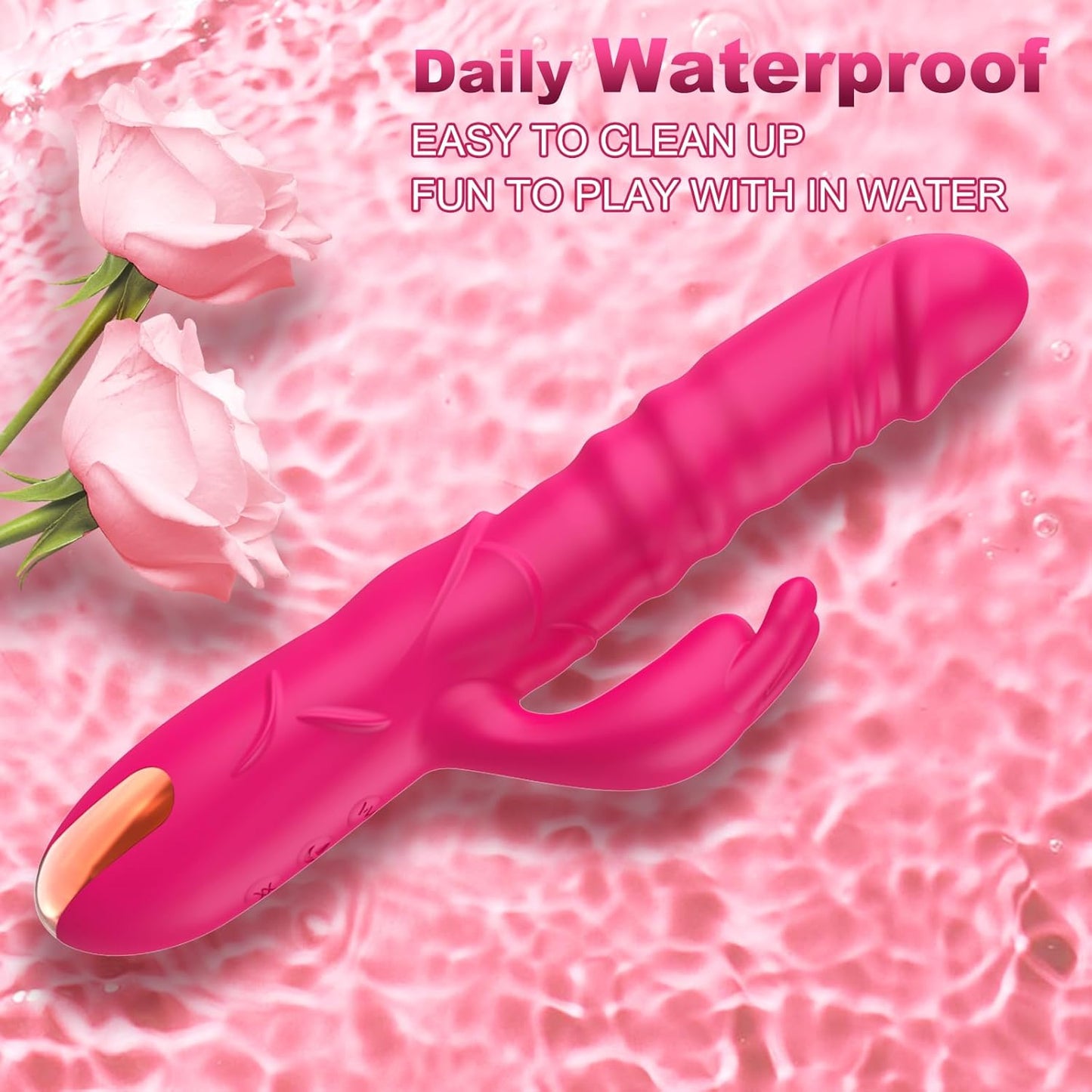BlushAura Rose Thrusting Rabbit Vibrator 3 Thrust 10 Modes - SinfulX -