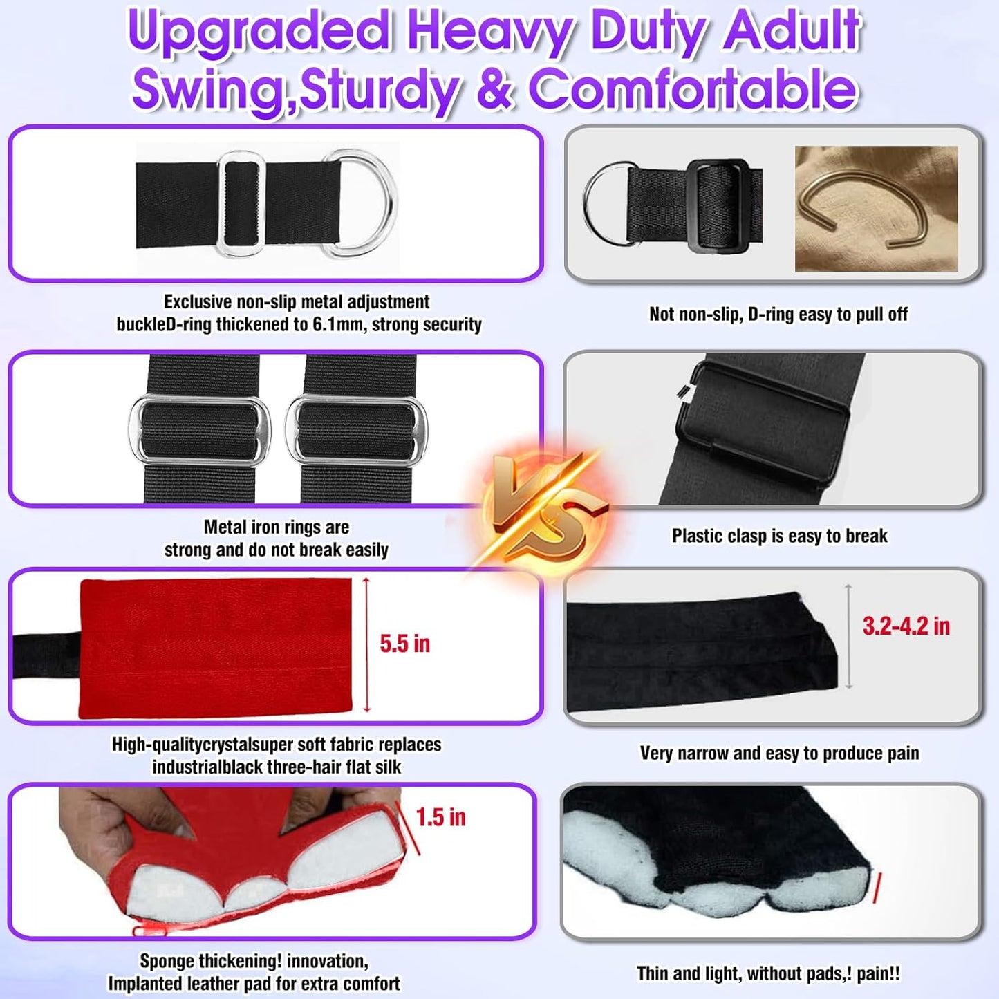 TitanHold Heavy - Duty Sex Swing 800lb Adjustable - SinfulX - Personal Care > Sexual Wellness > Sex Swing