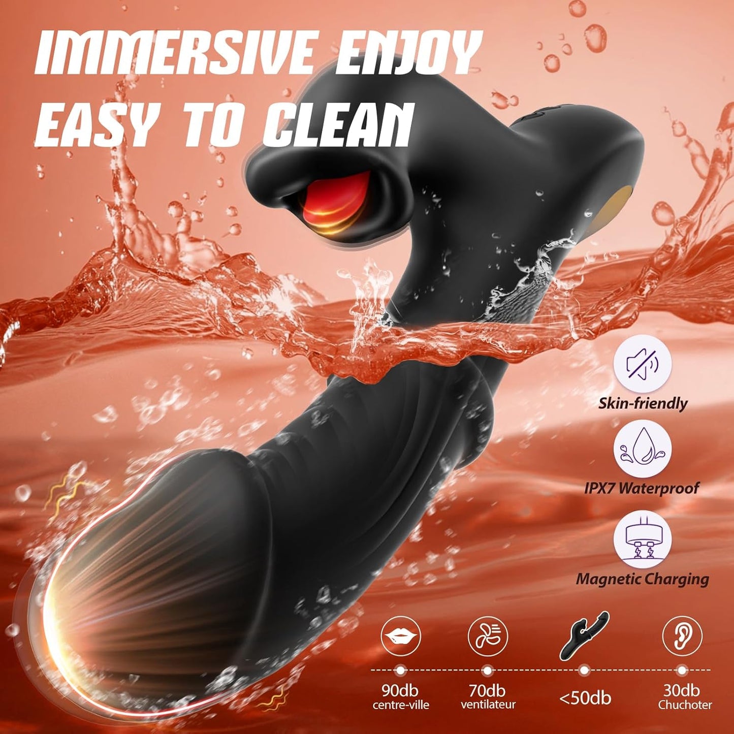 Black Sex Toy for Women Vibrators, Adult Toys Rabbit Vibrator G Spot Dildos with Sliding Ring 7 Thrusting Realistic Dildo & 10 Tongue Licking Vibrating Modes, AI Sync for Womens Couples Games