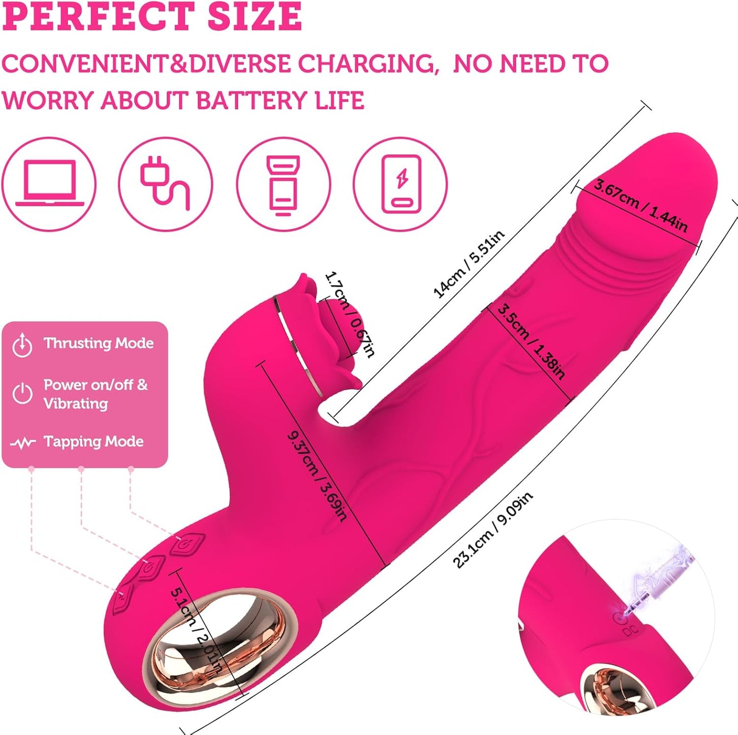 ThrustRose Thrusting Tapping Rabbit Vibrator - SinfulX - Personal Care > Sexual Wellness > Flapping/Tapping Vibrator