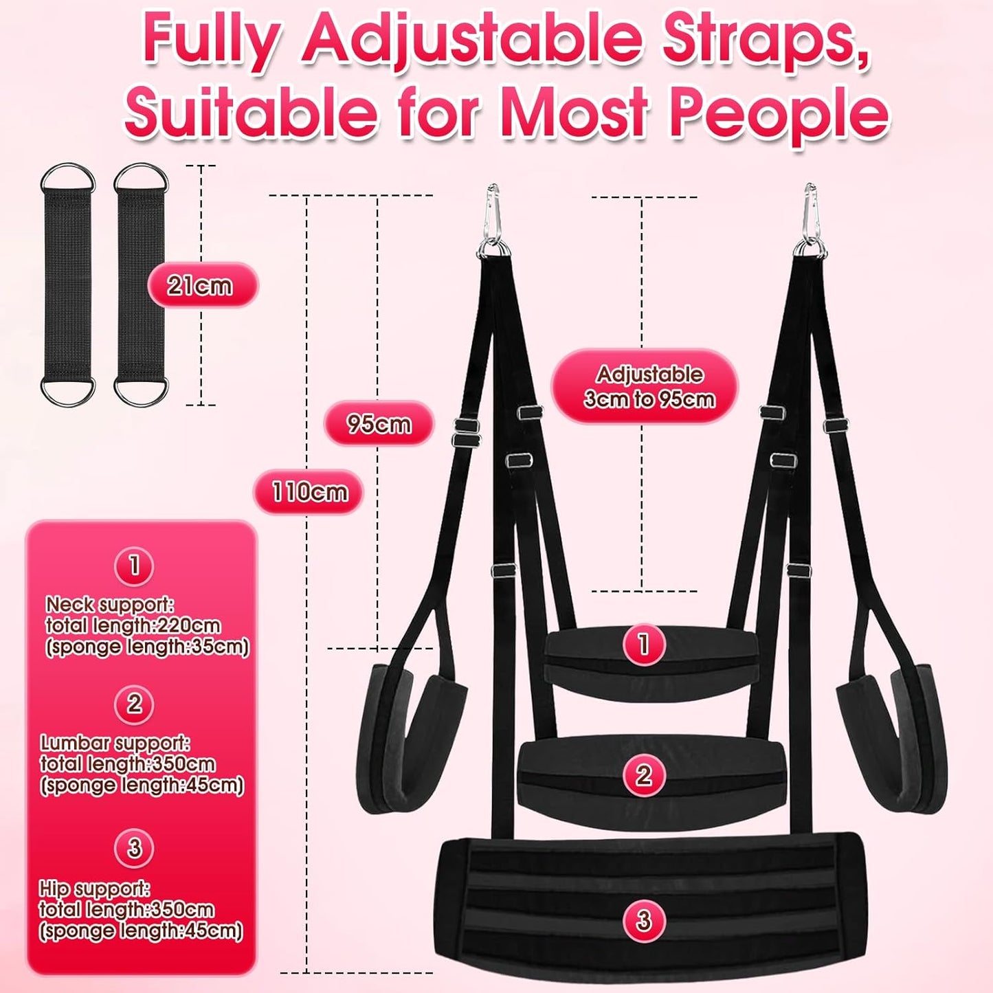 StratavaX Heavy Duty Sex Swing 500lb Adjustable - SinfulX - Personal Care > Sexual Wellness > Sex Swing