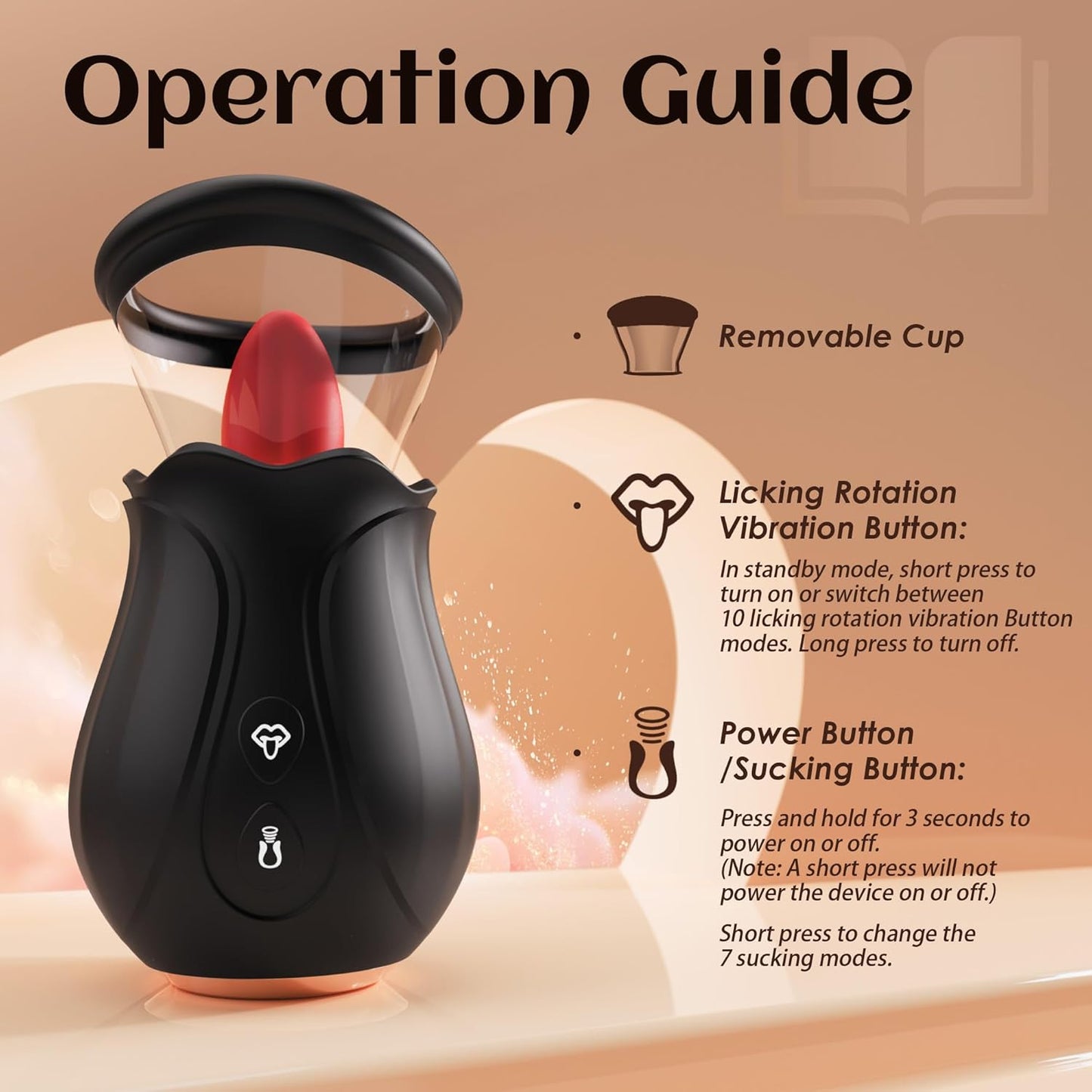 Dildo Vibrator Sex Toys - AI APP Rose Toy Adult Toys for Women with 7 Sucking & 10 Tongue 360° Licking & Vibrating, Rose Sex Toy Vibrators for Clit Nipple Anal, Removable Cup Couples Sex Toy - SinfulX -