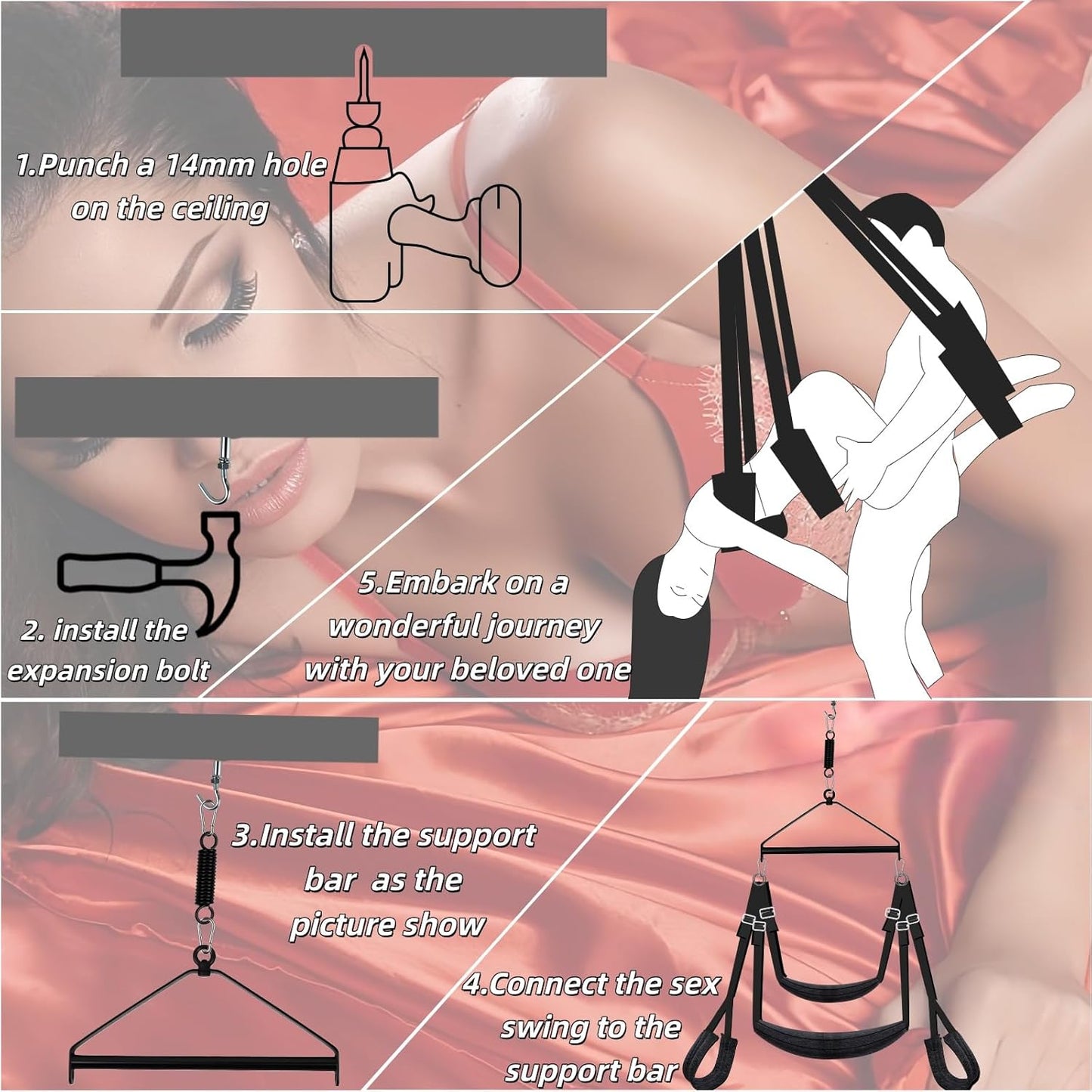 AerialisX 180° Spinning Sex Swing 800lb Ceiling - SinfulX - Personal Care > Sexual Wellness > Sex Swing