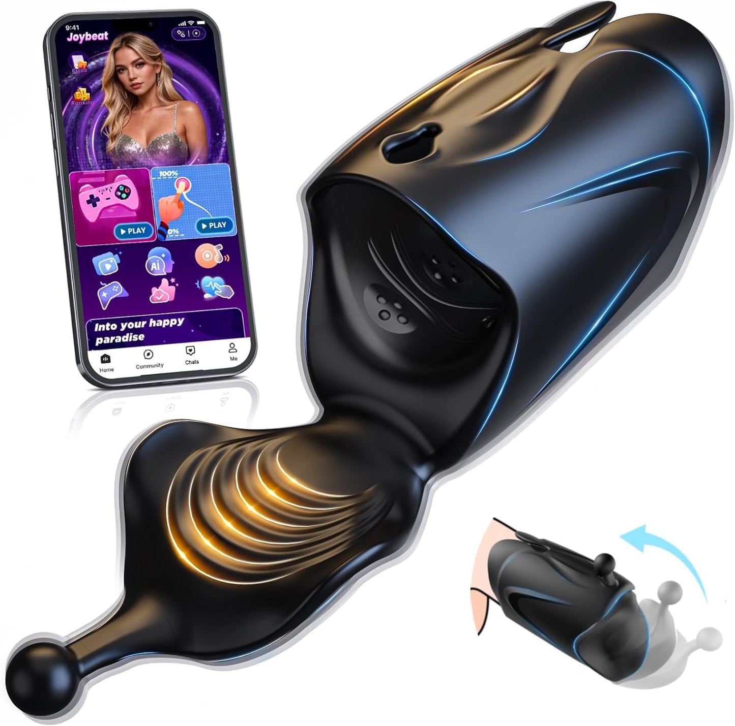 Male Masturbator Sex Toys for Men - Open - Ended Design Penis Vibrator Male Sex Toy with 10*10 Vibrating & 2 Motors & AI Sync APP & Squeezable Sleeve Stroker Machine, Adult Sex Toys for Gay Men - SinfulX -