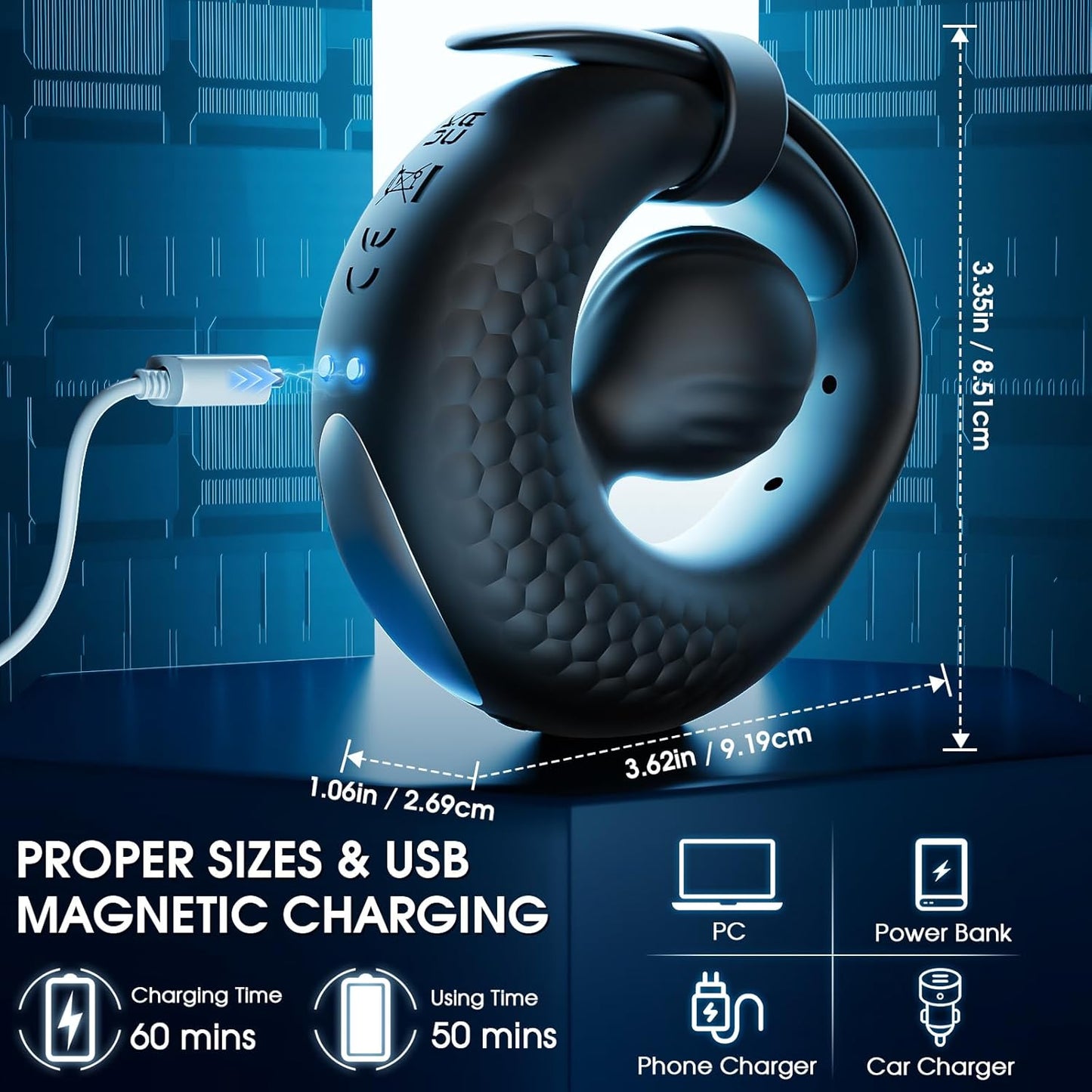 OrbixControl Adjustable Cock Ring Clit Stimulator App 10 Modes - SinfulX - Personal Care > Sexual Wellness > Couples Cock Ring
