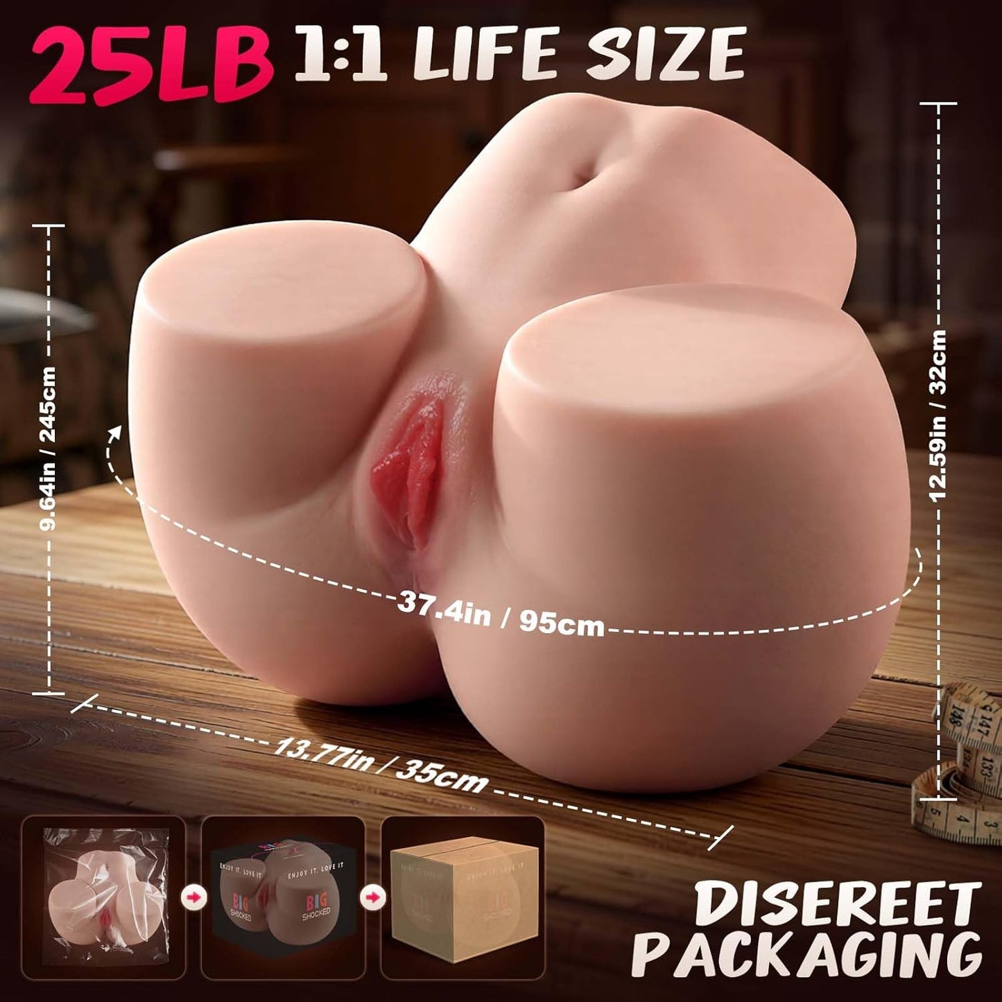 25LB BBW Sex Doll Male Sex Toy, Realistic Pocket Pussy Big Butt Sex Doll Torso, Big Ass Sex Toy with Dual Deep Pleasure Channels, Adult BBW Sex Toys for Men Male Masturbator - SinfulX -