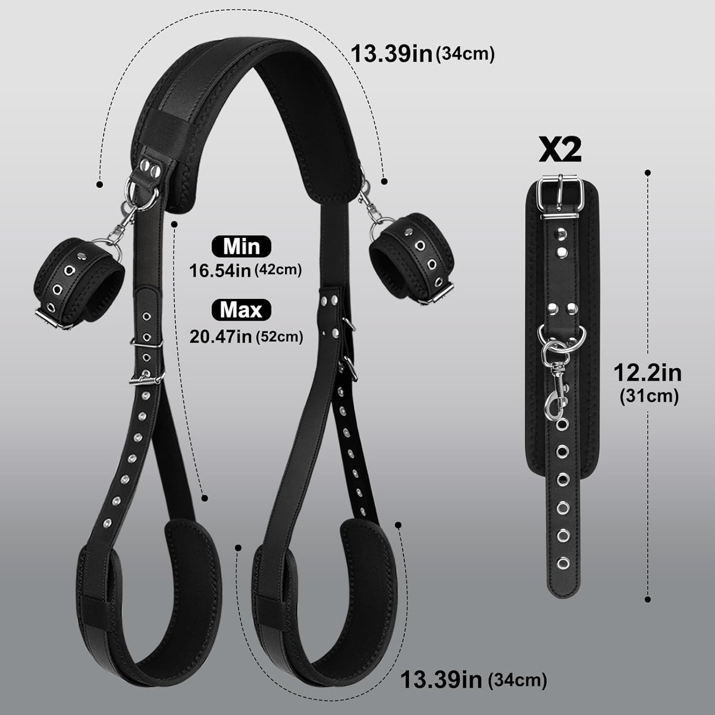 GripLink Neck to Thigh Sling Strap BDSM Kit - SinfulX - Personal Care > Sexual Wellness > Sex Sling