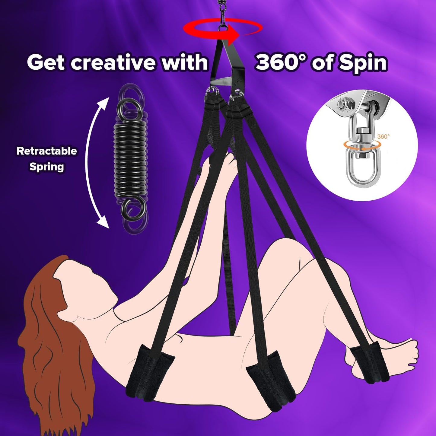MidnightSpin 360° Spinning Ceiling Sex Swing - SinfulX -