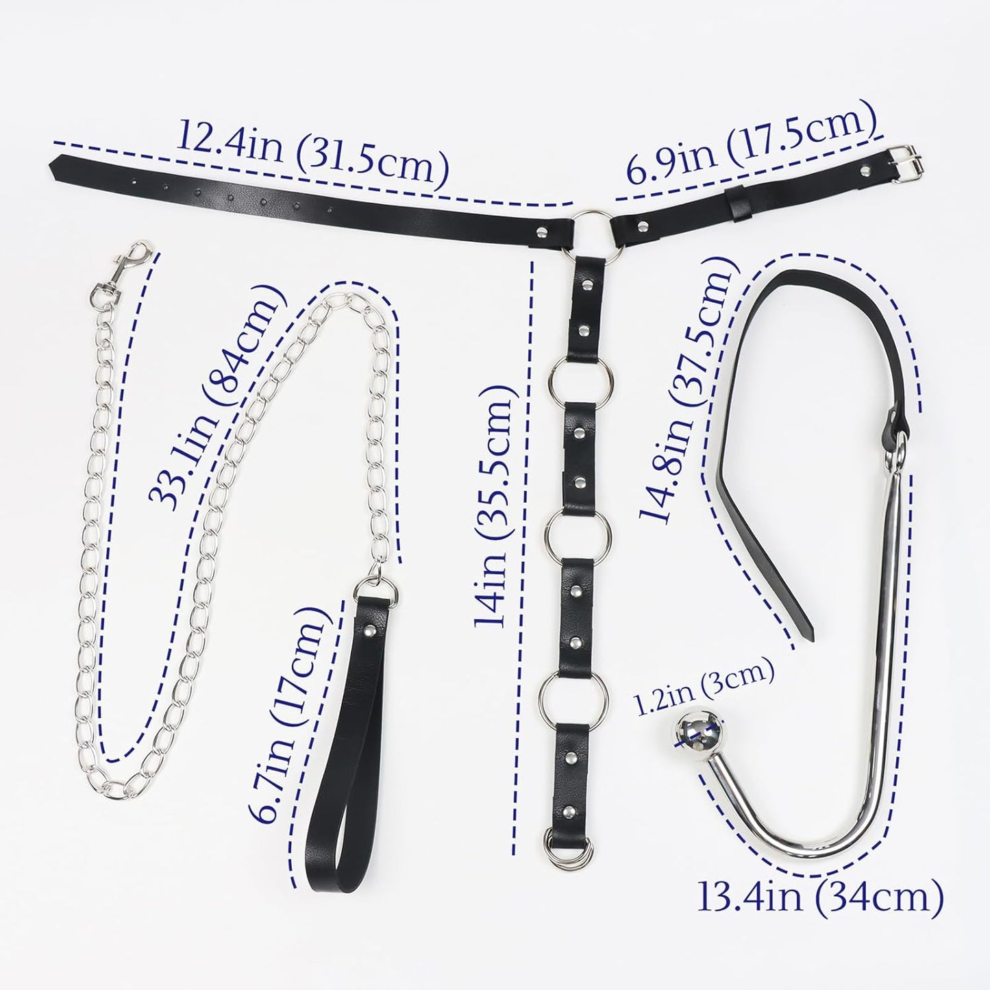 Anal Hook Harness Restraint Set with Collar, Anal Hook, Handcuffs & Towing Rope – Butt Plug Harness Kit for Couples Roleplay Christmas Party Bedroom Intimate Play Rave Games Night Club - SinfulX -