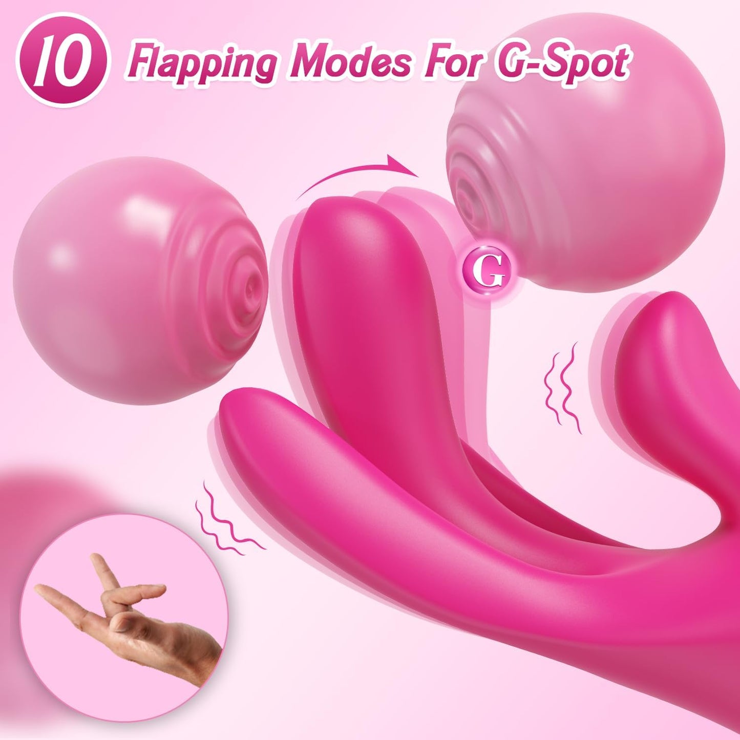 Vibrators Adult Sex Toys for Women - Finger Vibrator with 10 Flapping Patterns & 10 Vibration Modes to Stimulation G Spot and Clitoral, 3 in 1 Silicone Female Adult Toy Couples Sex Toys