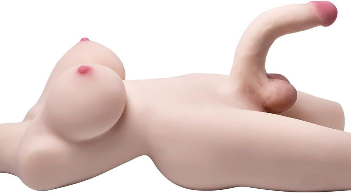 Life Size Shemale Sex Doll with Realistic Dildo Breasts Anal for Ass TPE Silicone Trans Sex Toys Adult Stuff Men Women Lifelike Full Body Dolls Torso Gay Male Female Couples Masturbator 20Lb - SinfulX - 