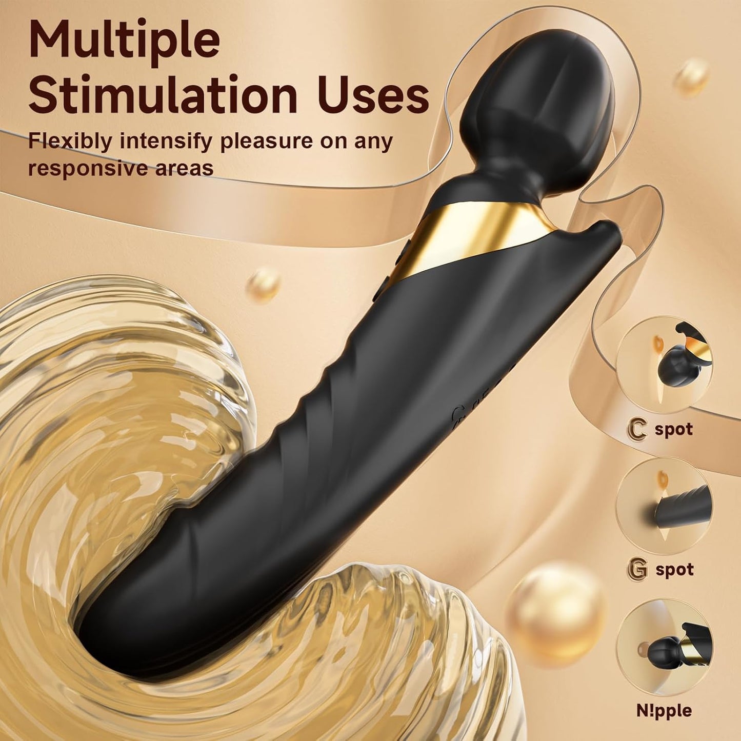 TwinThrive Dual End Wand Vibrator Thrusting Dildo 8+8 Modes - SinfulX - Personal Care > Sexual Wellness > Wand Vibrator