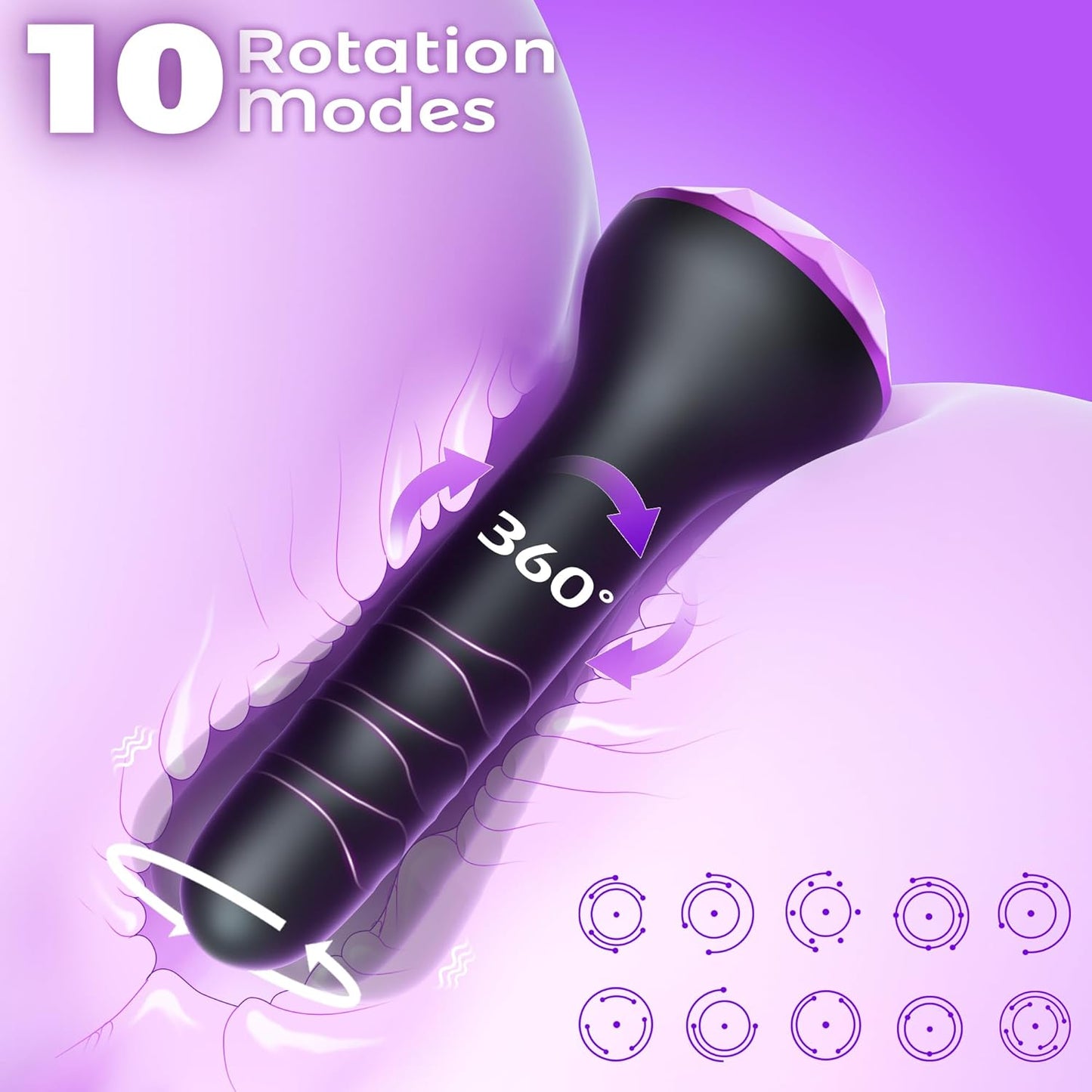 Vibrating Butt Plug Anal Toys, Prostate Massager with 10 Vibrating & Rotating Modes, Beginner - Friendly Anal Plug Sex Toys for Men & Women, 2 Motors Anal Dildo & G - Spot Vibrator Anal Beads Adult Toys - SinfulX - 