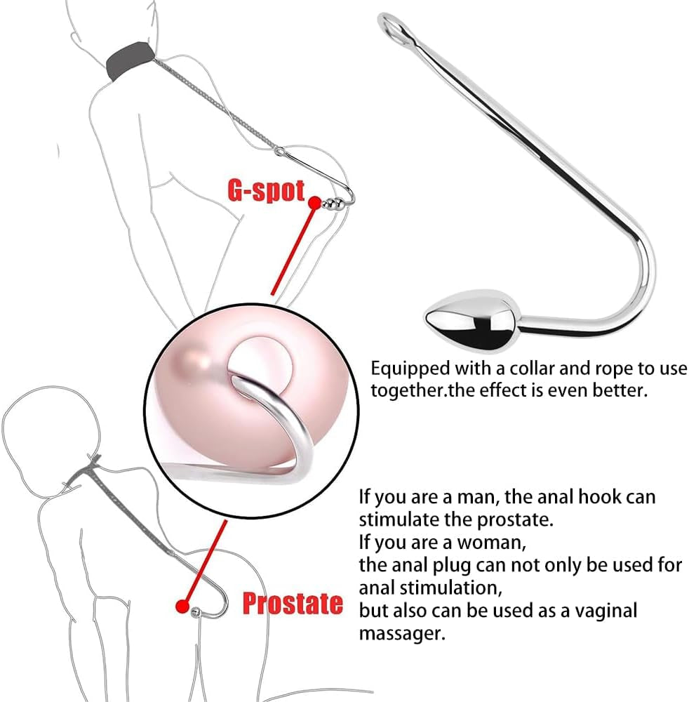3 Interchangeable Balls Stainless Steel Heart Anal Hook Fetish Bondage Hook Sex Toy for Unisex Adults Couple Lovers Butt Plug Prostate Massage G - Spot - SinfulX - 