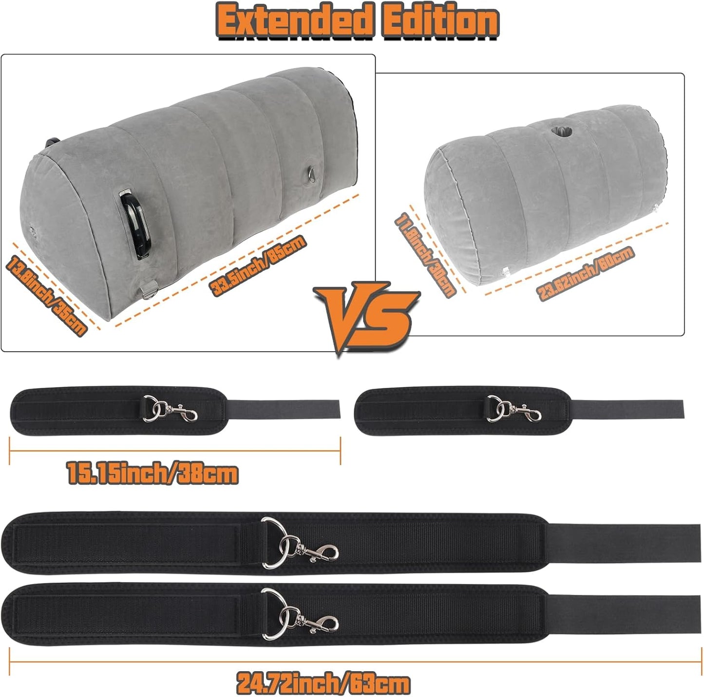 GripBond Inflatable BDSM Long Pillow with 4 Cuffs - SinfulX - Personal Care > Sexual Wellness > Sex Pillow