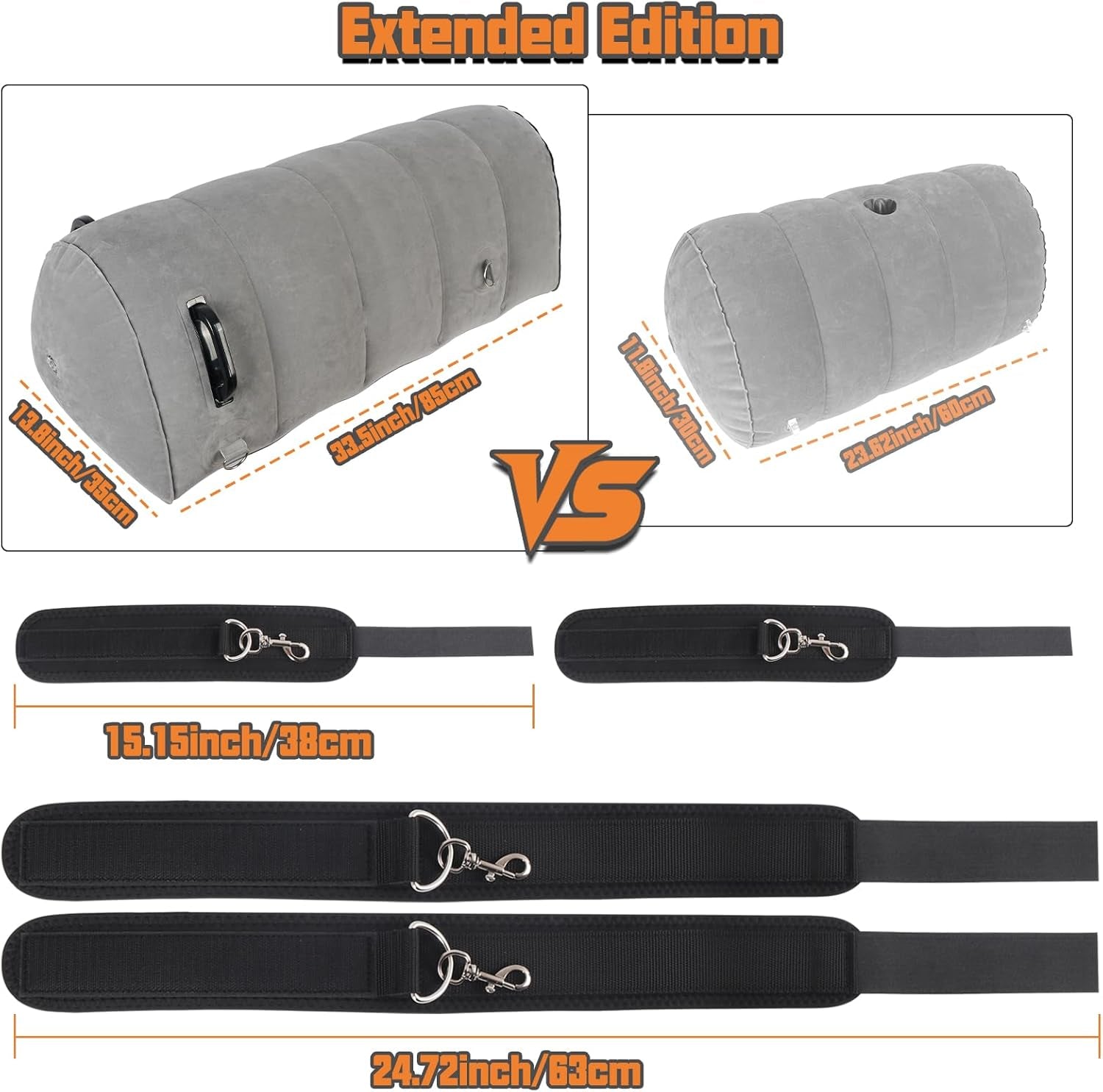GripBond Inflatable BDSM Long Pillow with 4 Cuffs - SinfulX - Personal Care > Sexual Wellness > Sex Pillow