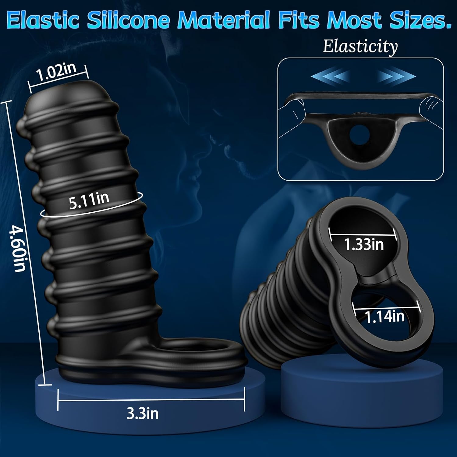 Penis Sleeve for Men - Textured Girth Enhancer Cock Sleeve G Spot Stimulation, Silicone Cock Ring Reusable Penis Extender, Waterproof Penis Pump Sex Toys for Male & Couples - SinfulX - 