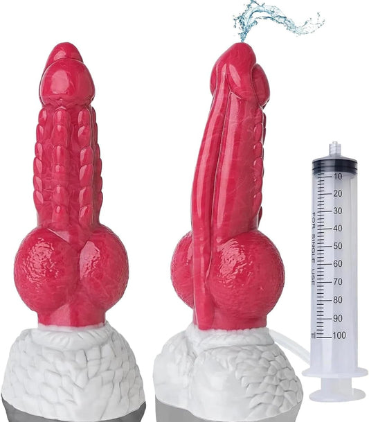 9.5" Monster Fantasy Squirting Knot Dildo - Ejaculating Cumming Dragon Dildo, Huge Thick Alien Animal Dildos with Suction Cup, Ribbed Knotted Silicone Dildos, Adult Sex Toys & Games for Women Men Gay - SinfulX - 