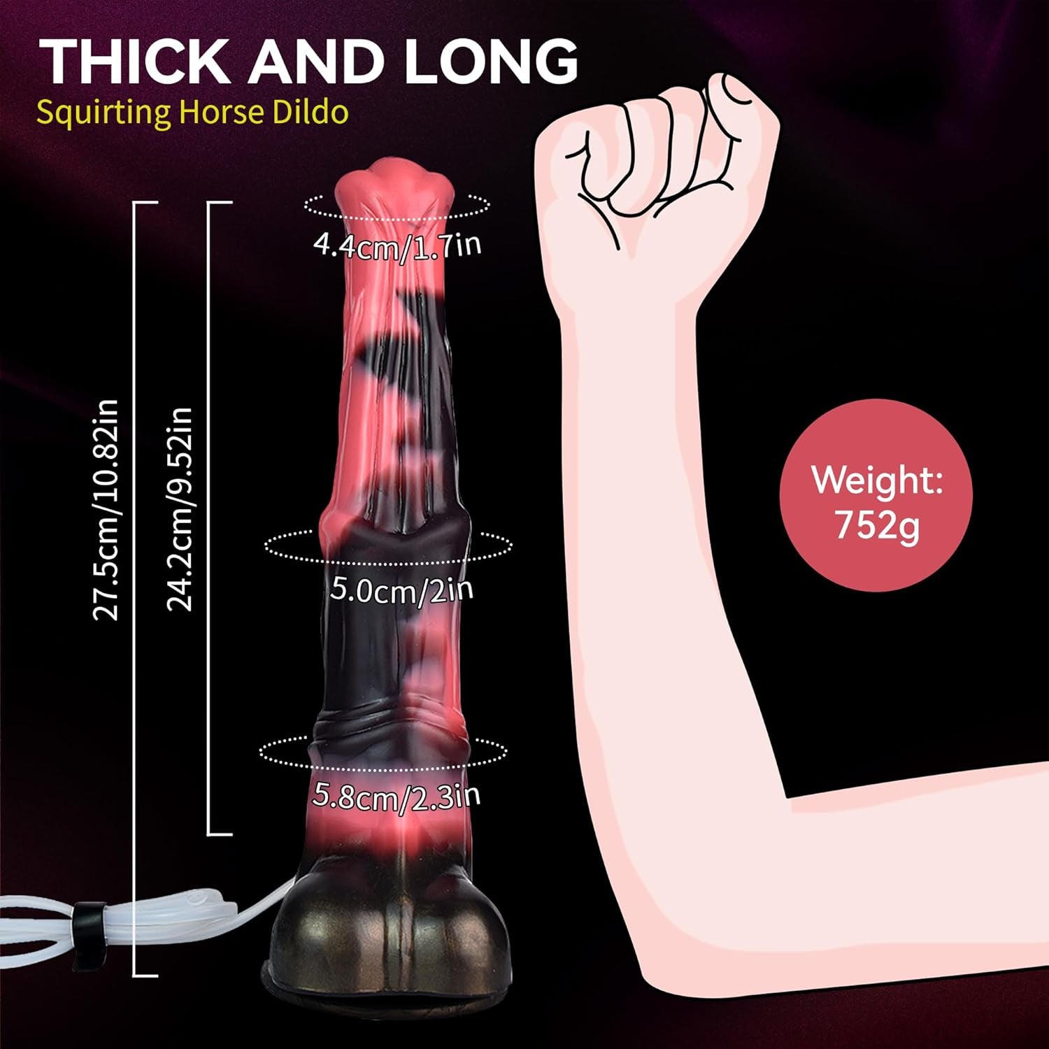 Squirting Horse Dildo Sex Toys with Suction Cup, 12Inch Long Fantasy Huge Thick Anal Dildo Big Silicone Adult Sex Toy for Men and Women G Spot Couples - SinfulX - 