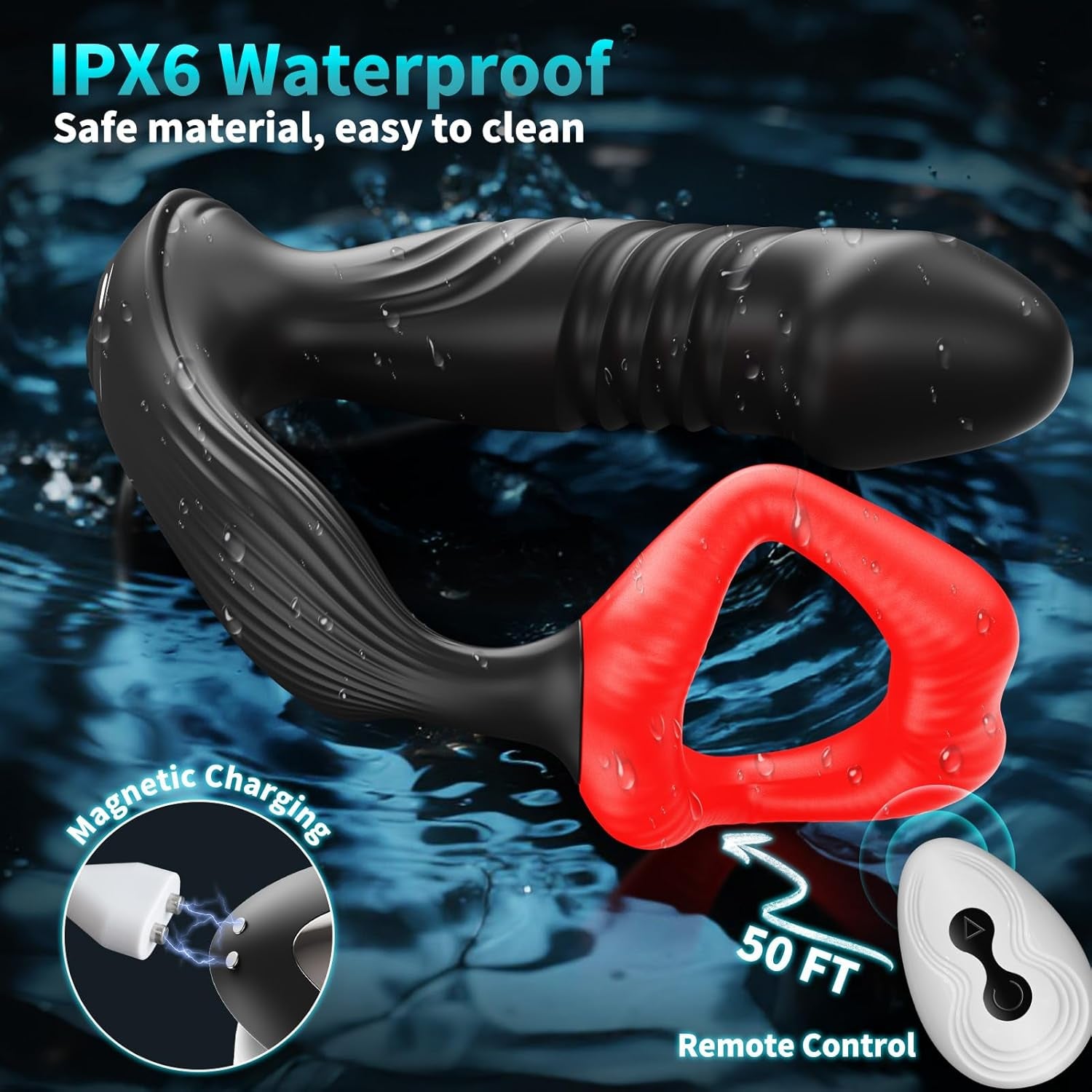 Prostate Massager Anal Vibrator, 9 Modes Thrusting Butt Plug & Vibrating Cock Ring Adult Sex Toys, P Spot Massager App Remote Control Male Sex Toys for Men, Dildo Vibrator for Women Couples