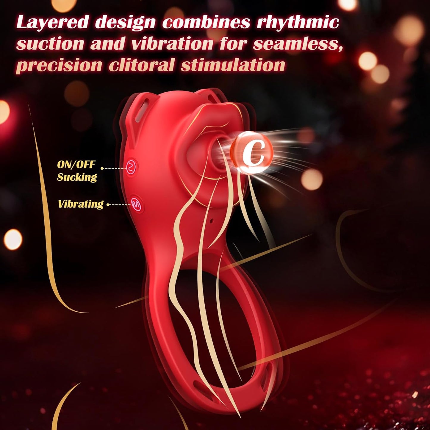 AeroPetal Clit Sucker Cock Ring App Remote 7 Modes Waterproof - SinfulX - Personal Care > Sexual Wellness > Couples Cock Ring