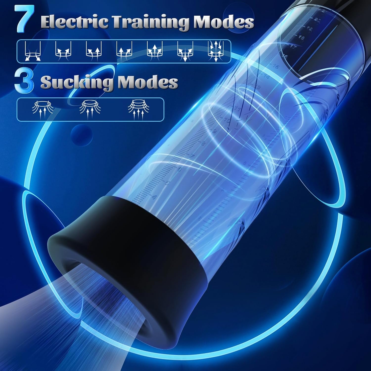 Electric Penis Pump Adult Sex Toys for Men Automatic Enlargers & Extend Pump for Men with 10 Erection Training Modes Male Masturbator Male Penis Pump Entender Pumps & Enlargers (6 Cock Rings) - SinfulX - 
