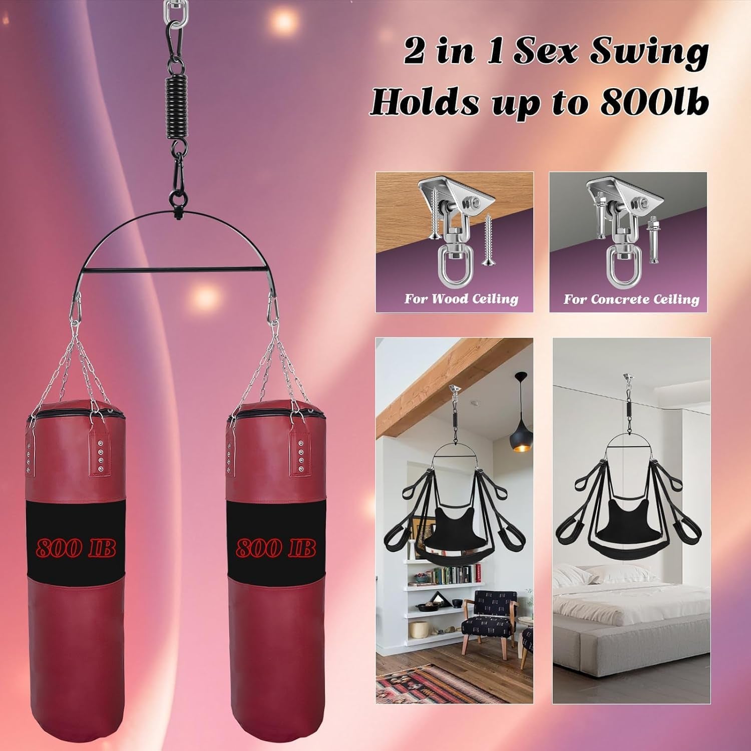 VortexLift Premium 360° Adjustable Sex Swing 800lb - SinfulX - 