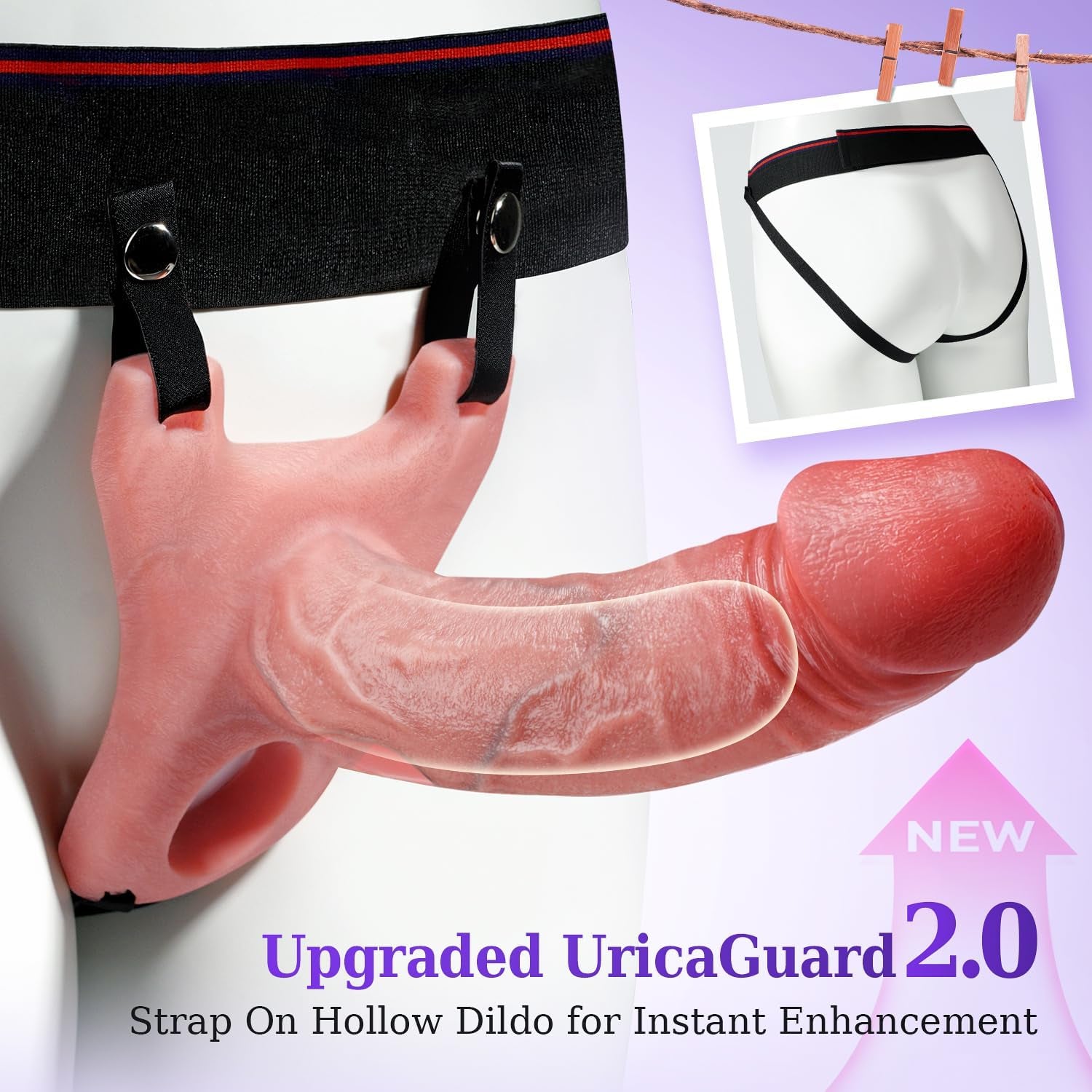 Strap - On Penis Sleeve Sex Toys - 5IN1 Hollow Strap on Dildo Male Vibrator, Realistic Cock Sleeve Adult Toy with Upgraded APP Remote Control, Vibrating Cock Ring Sex Toys for Men Couples - SinfulX - 