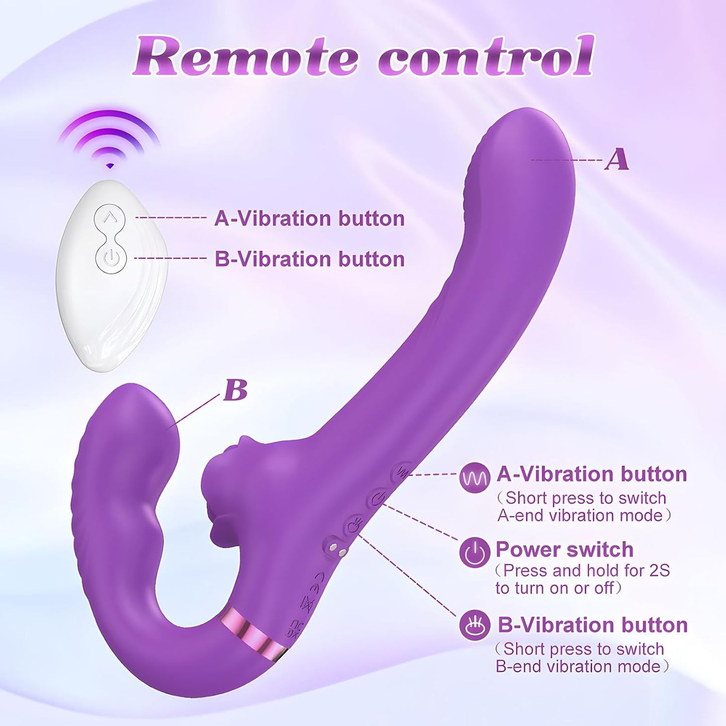 VeloraSync Strapless Strap On Double Ended Vibrator - SinfulX - Personal Care > Sexual Wellness > Strapless Strap - On