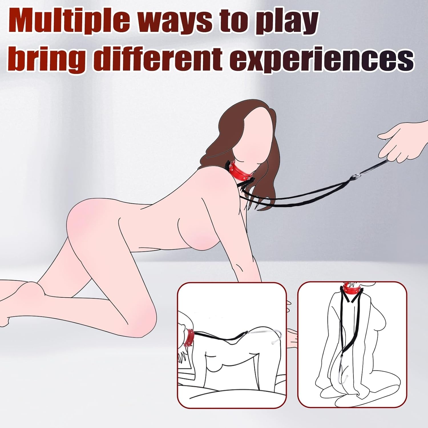 BDSM Anal Hook Sex Bondage Restraint Set with Leather Chain Leash Collar, Stainless Steel Anal Trainer Adult Sex Toys for Men, Adjustable Harness Restraints Kit for SM Couple Role Play Fetish Toy - SinfulX - 