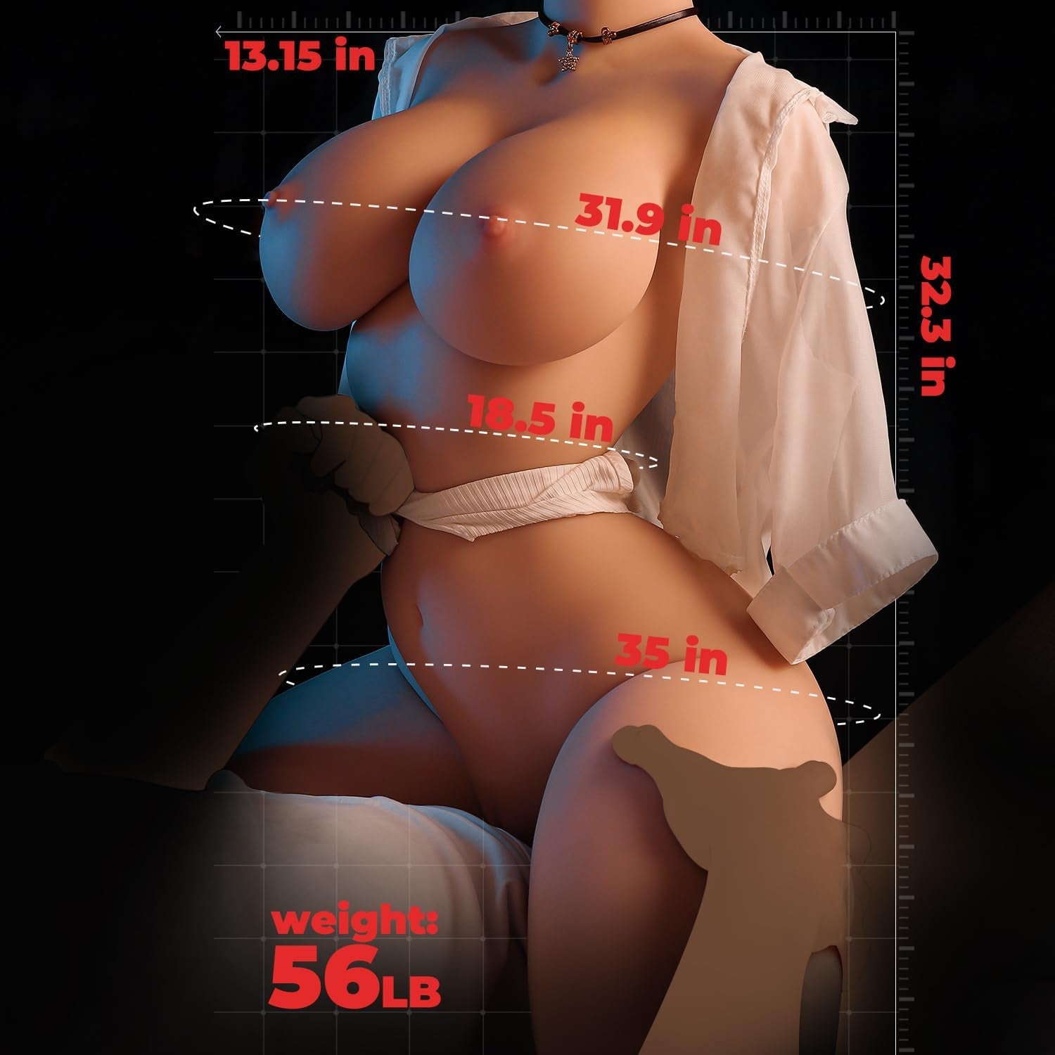 56LB Life Size Sex Doll Male Masturbator Torso - Realistic Full Size Love Dolls Male Adult Sex Toy, Soft Big Chest & Big Butt for Realistic Vaginal Anal Breast Sex - Beautiful Young Sexy Body - SinfulX - 