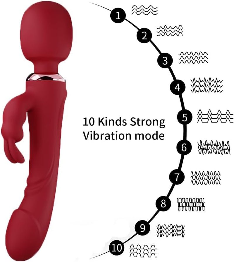 Red Realistic 10 Modes Rabbit Ears Adult Tools for Women Today Soft Silicone Pleasure Toys for Women Games Waterproof Automatic Electric Adult Toys Machine - SinfulX - 